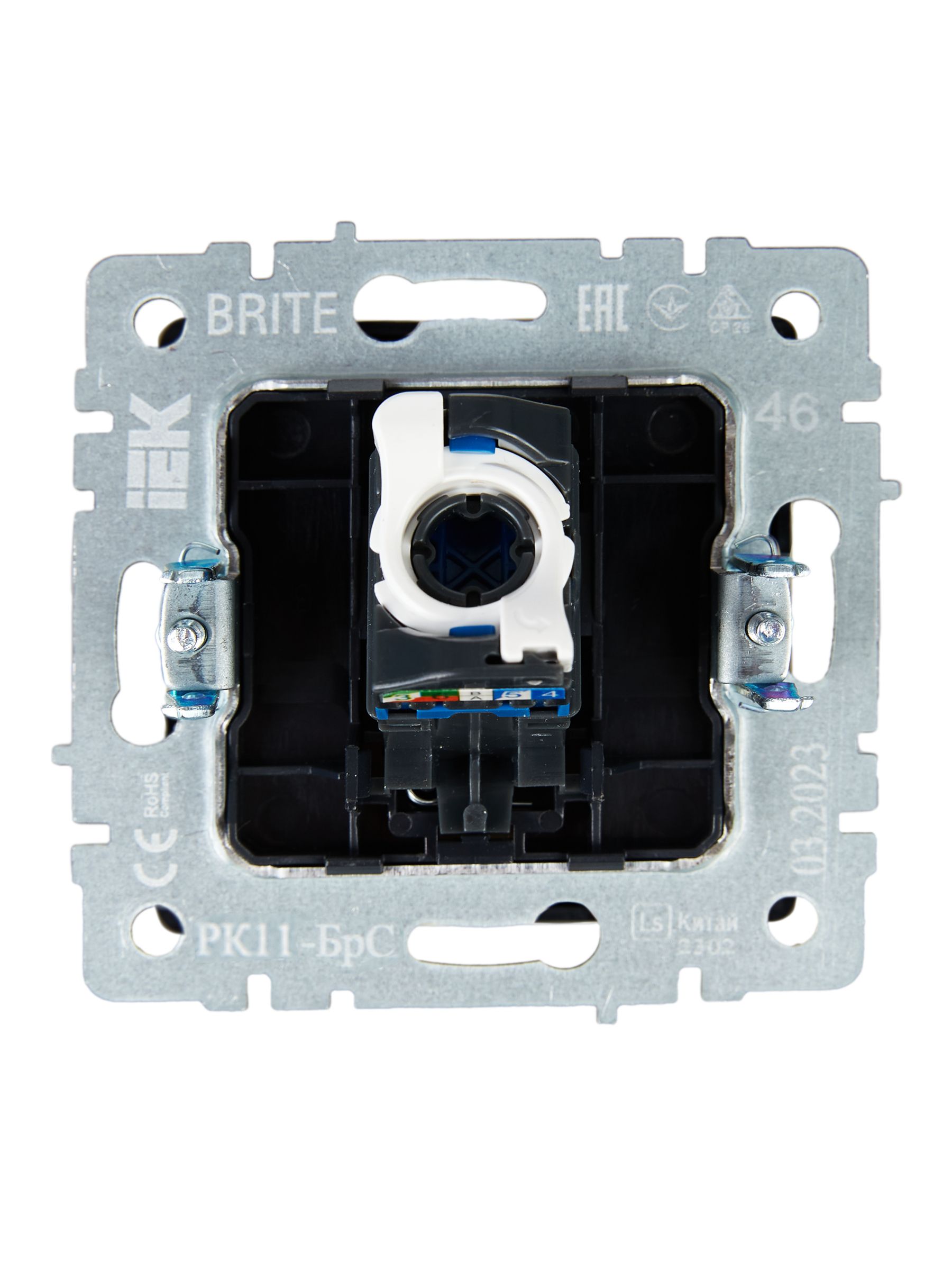 Розетка компьютерная RJ45 BRITE кат.6 РК11-БрС скрытой установки сталь (BR-K10-2-K46)