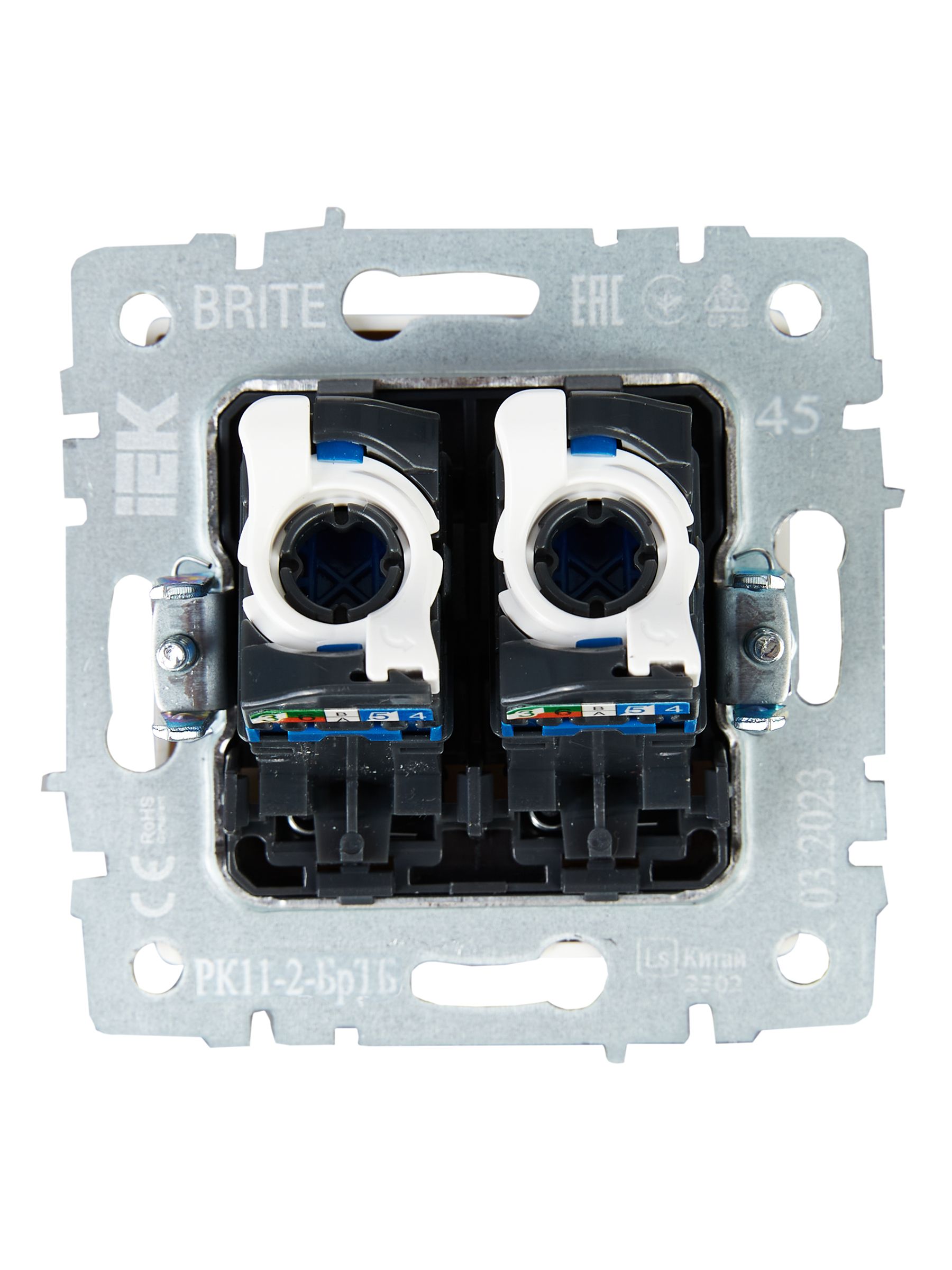 Розетка компьютерная двойная RJ45 BRITE кат.6 РК11-2-БрТБ скрытой установки темная бронза (BR-K20-2-K45)