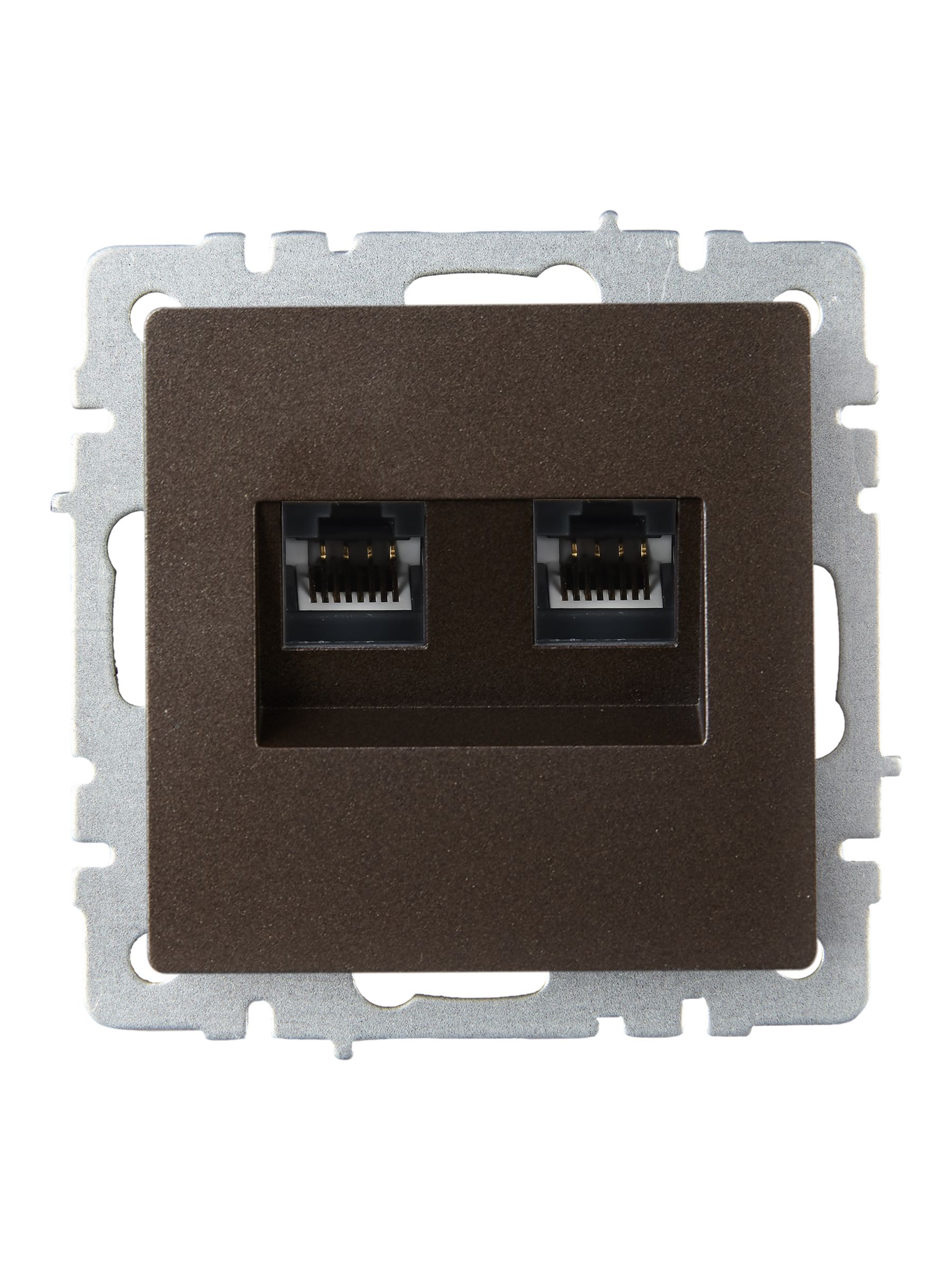 Розетка компьютерная двойная RJ45 BRITE кат.6 РК11-2-БрТБ скрытой установки темная бронза (BR-K20-2-K45)