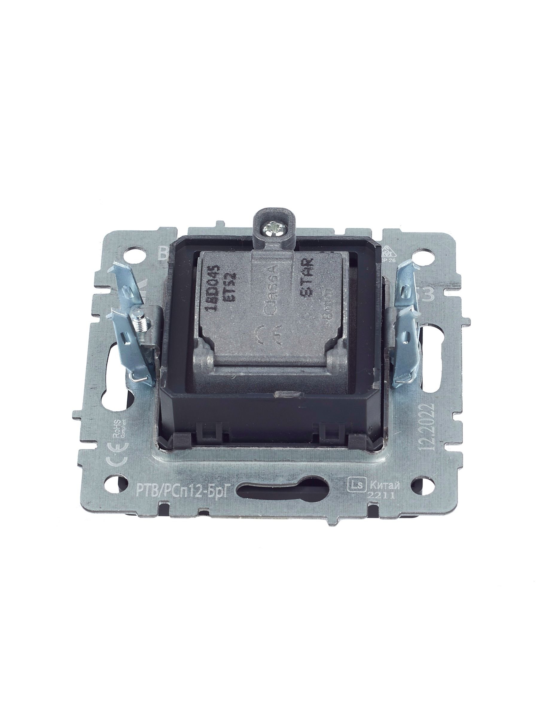 Розетка двойная TV+SAT BRITE РТВ/РСп12-БрГ скрытой установки графит (BR-AF20-O-K53)