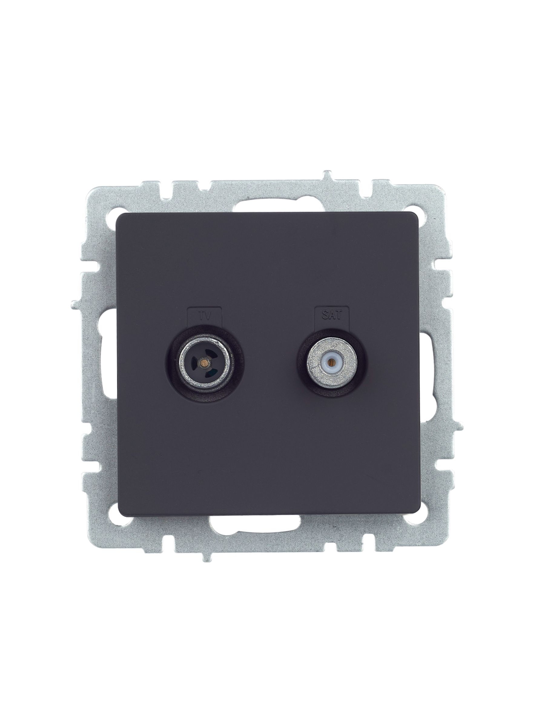 Розетка двойная TV+SAT BRITE РТВ/РСп12-БрГ скрытой установки графит (BR-AF20-O-K53)