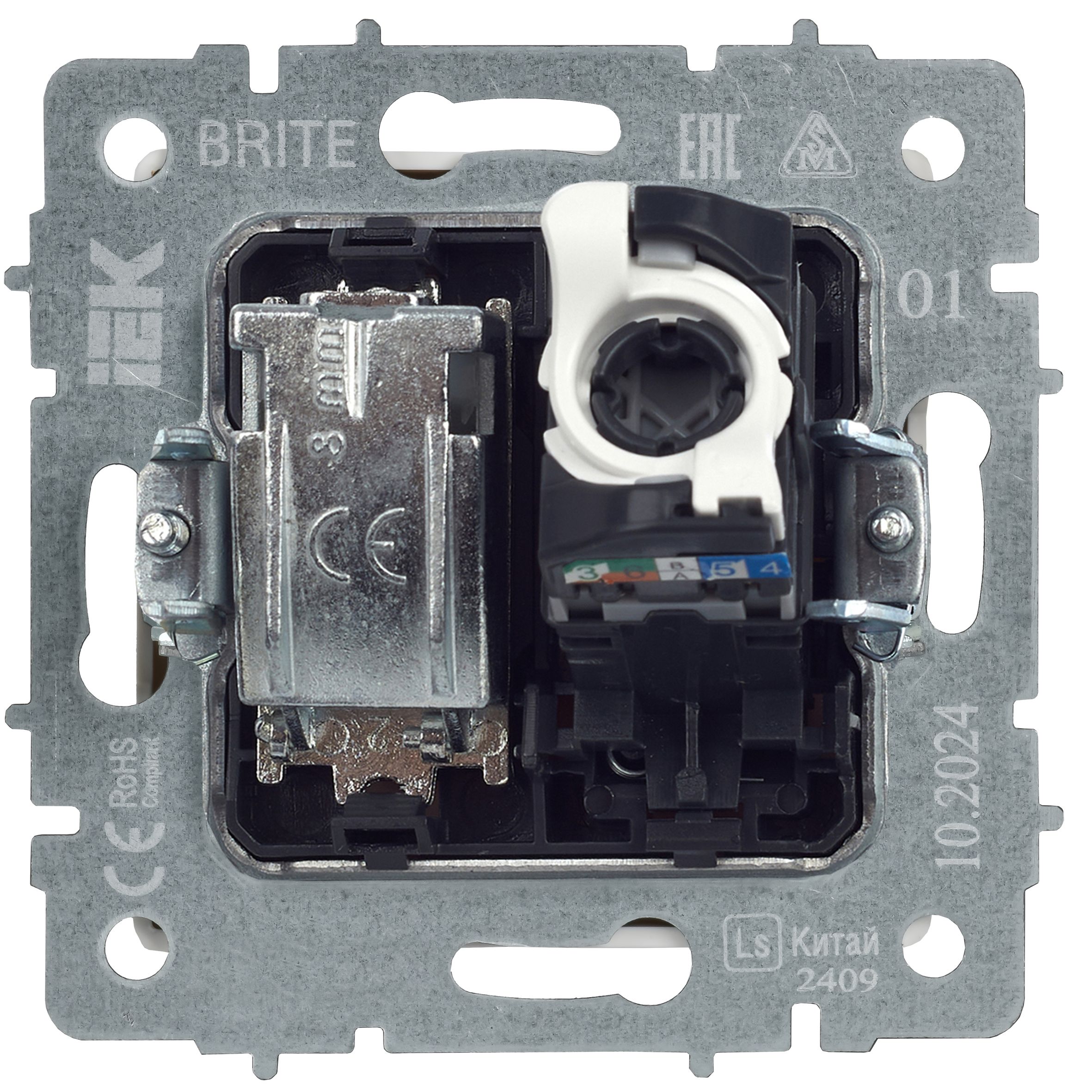 Розетка двойная TV+RJ45 BRITE кат.5E РТВ/РК12-БрЧ скрытой установки черный (BR-AK20-1-K02)