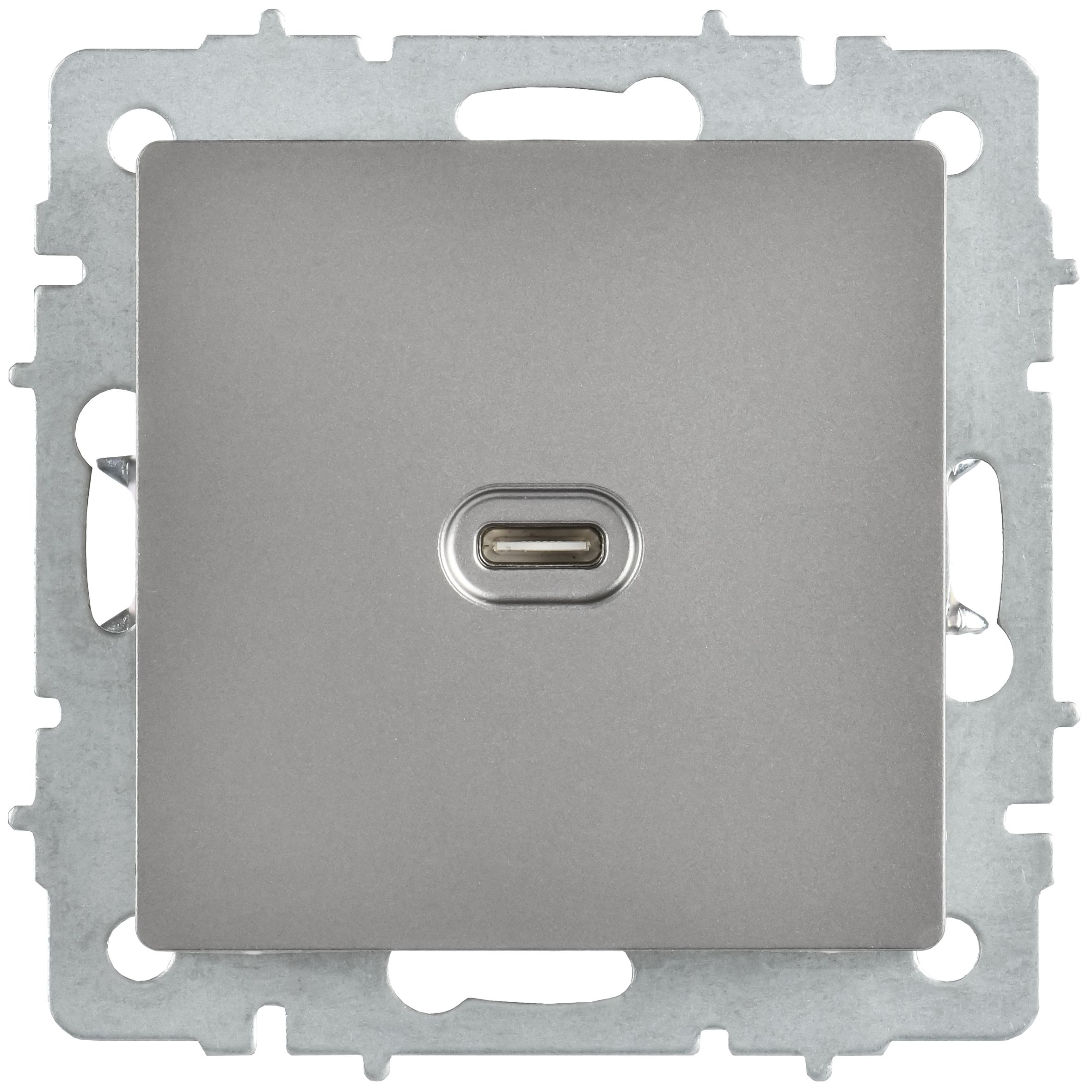 Розетка USB C BRITE 65Вт высокоскоростная зарядка РЮ12-1-БрС скрытой установки сталь (BR-U13-065-K46)