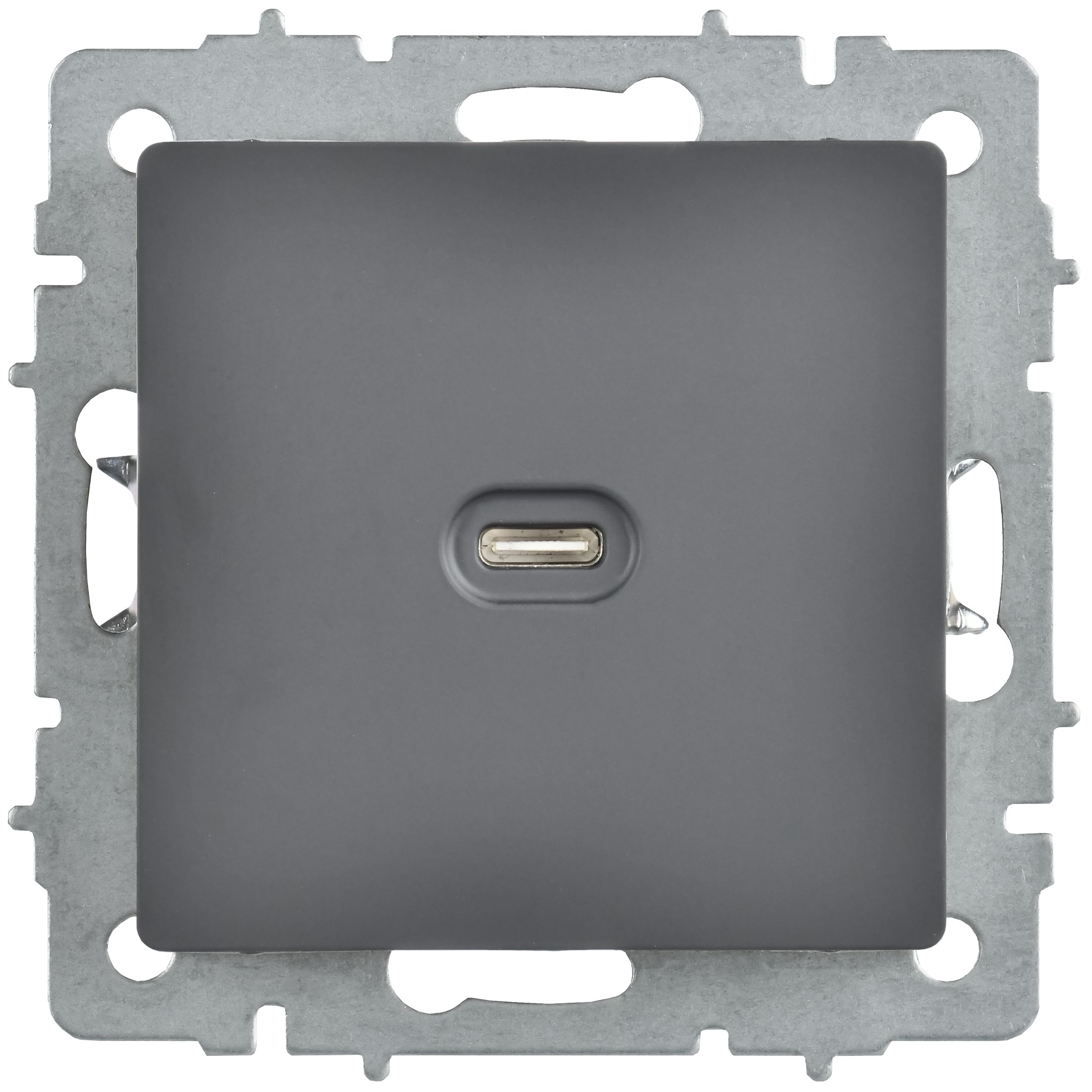 Розетка USB C BRITE 65Вт высокоскоростная зарядка РЮ12-1-БрГ скрытой установки графит (BR-U13-065-K53)
