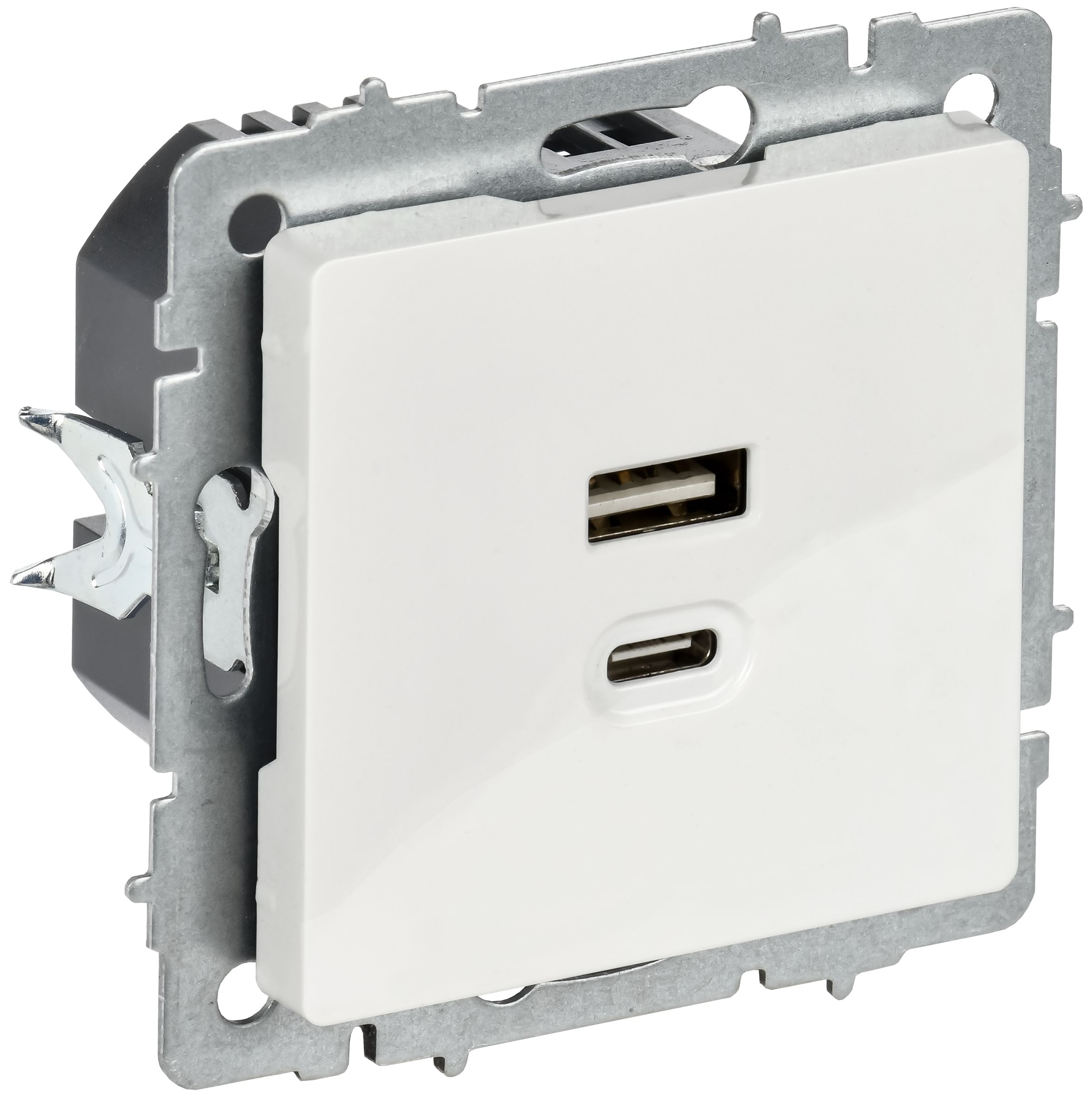 Розетка USB BRITE A+C 45Вт высокоскоростная зарядка РЮ11-2-БрБ скрытой установки белый (BR-U22-045-K01)