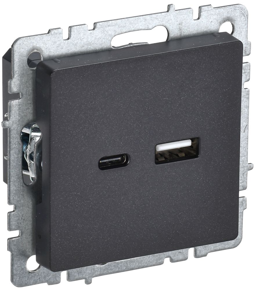 Розетка USB BRITE A+C 18Вт РЮ11-1-БрЧ скрытой установки черный (BR-U22-018-K02)