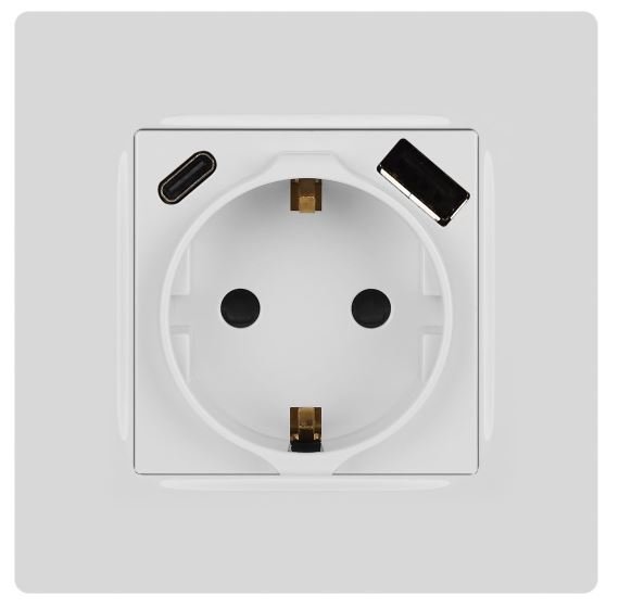 Розетка с USB type-A+C 12-4108-01 16А 250В 5В-3А 2P+E серия 12 белый ЭРА (Б0067752)