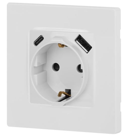 Розетка с USB type-A+C 12-4108-01 16А 250В 5В-3А 2P+E серия 12 белый ЭРА (Б0067752)