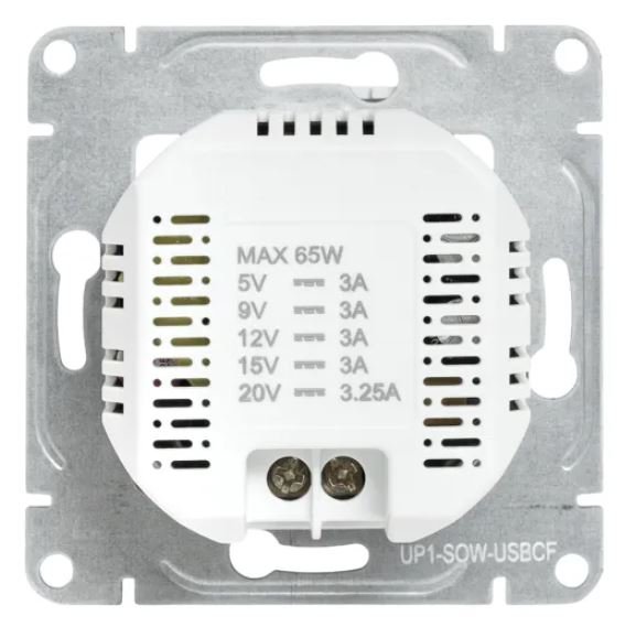 Механизм розетки USB-С, быстрая, белый Эпика (UP1-SOW-USBCF)