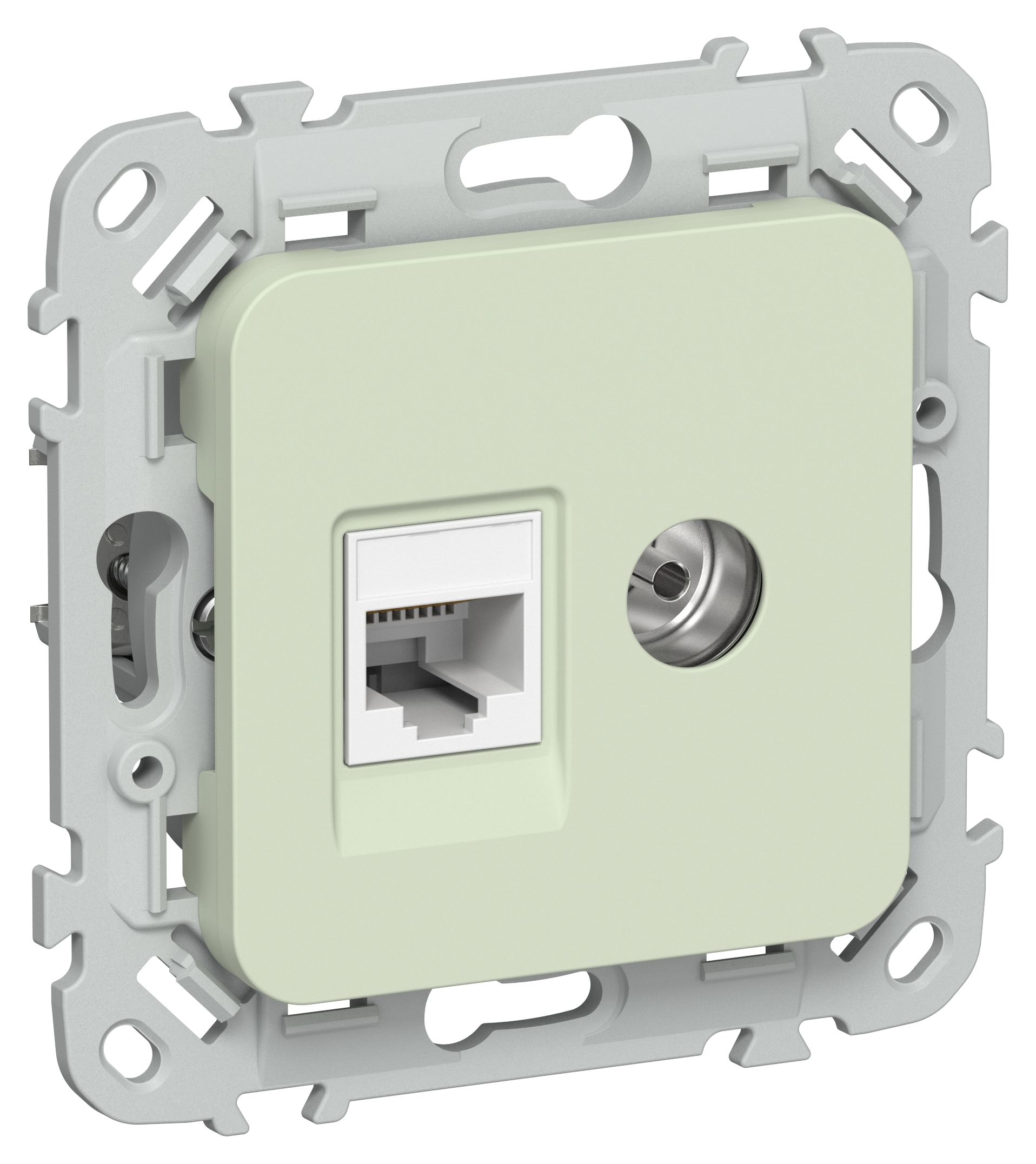 FLITE Розетка 2-местная RJ45/TV кат 5Е UTP РКТВ5е-2-0-ФлП скрытой установки панг(FI-AK22-1-K92)