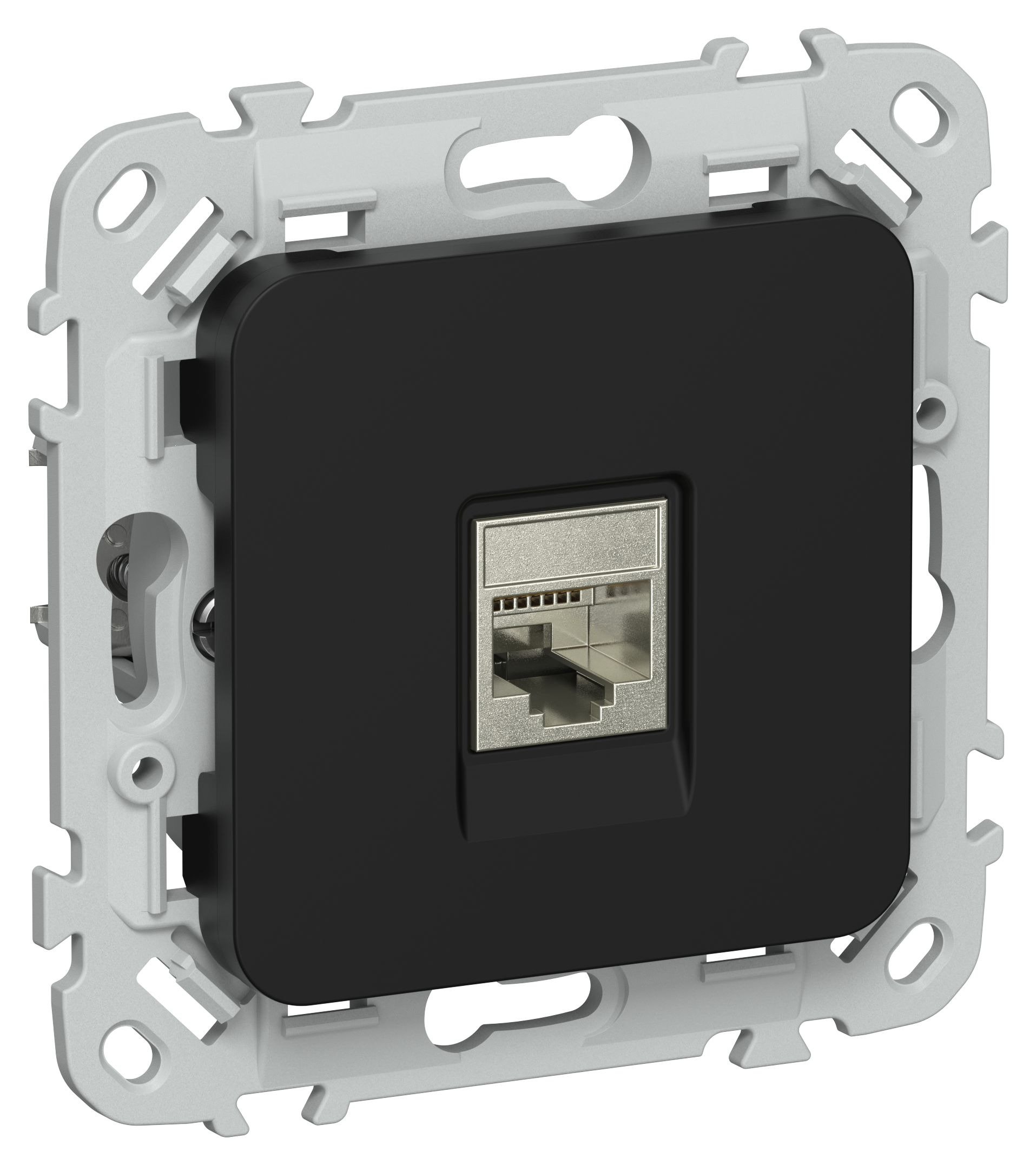 FLITE Розетка компьютерная RJ45 кат 5Е STP РК5е-1-1-ФлЧ скрытой установки черный (FI-K11-1-K02)