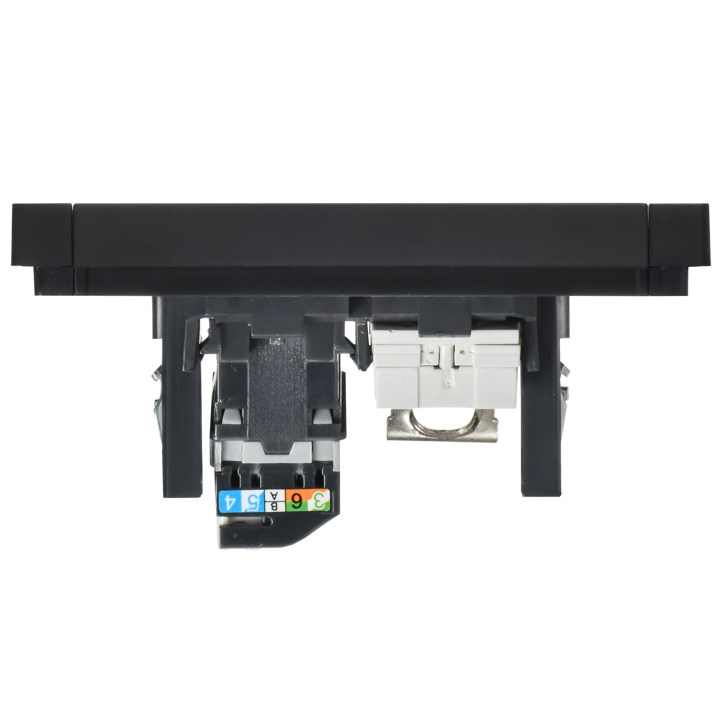 FORTE&PIANO Розетка двойная RJ11+RJ45 кат.5E FP135 скрытой установки черный (FP-KT20-O-1-K02)