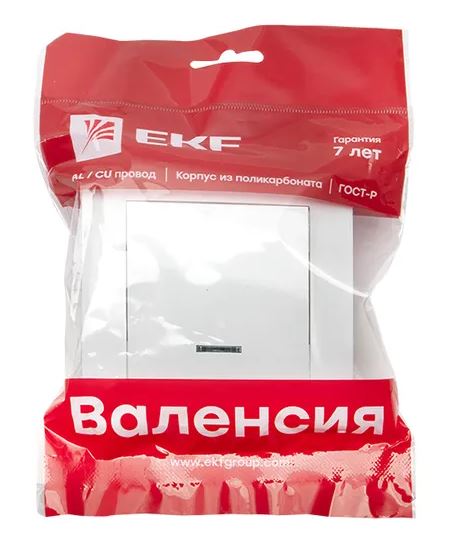 Валенсия Выключатель 1-клавишный 10А белый с индикатором (EWV10-121-10)