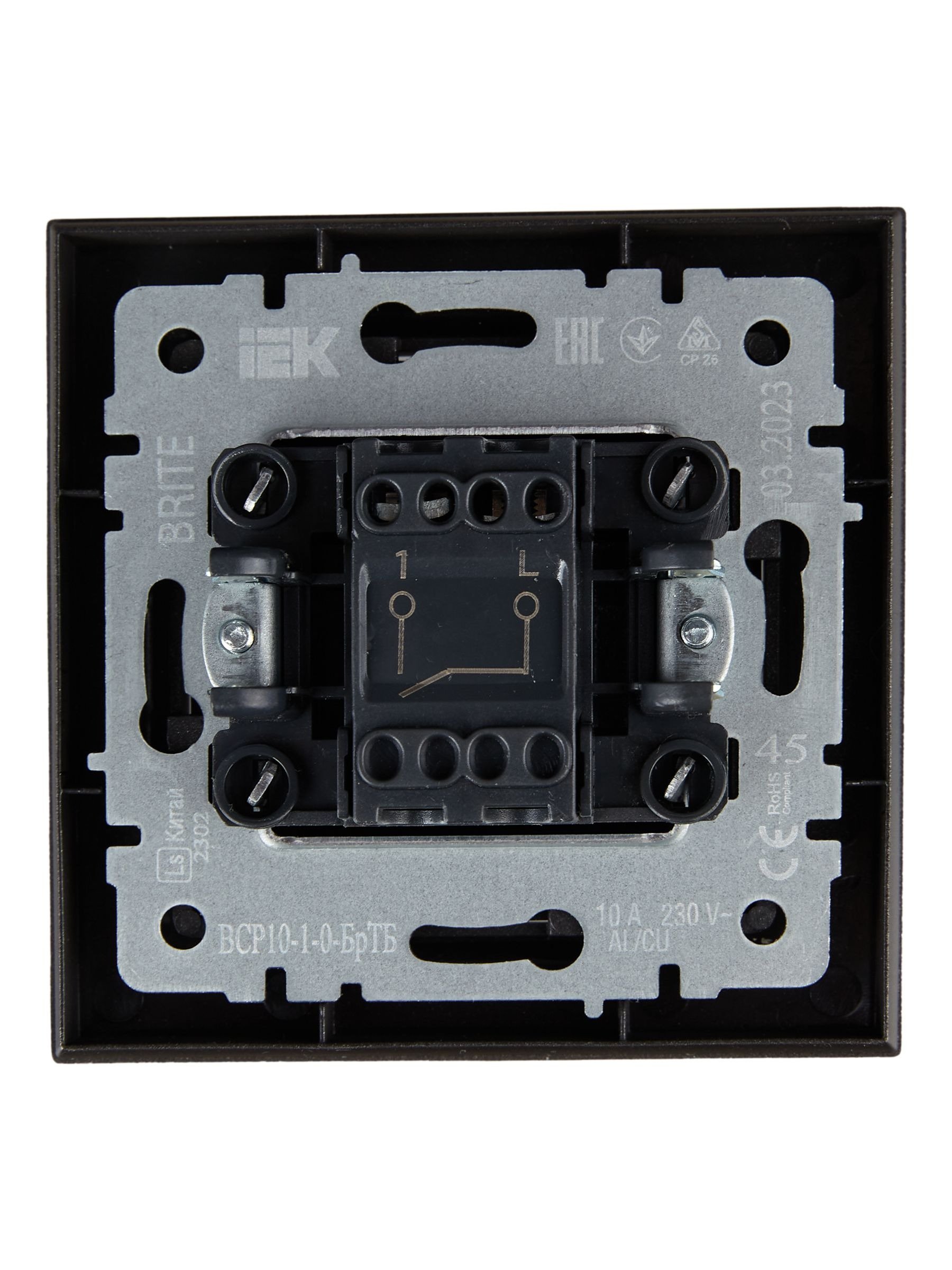 Выключатель 1-клавишный в сборе ВСР10-1-0-БрТБ темная бронза BRITE (BR-V10-0-10-K45-F)