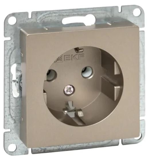 Механизм розетки, 16А, с заземлением, без шторок, шампань Эпика (UP1-SOC-110)