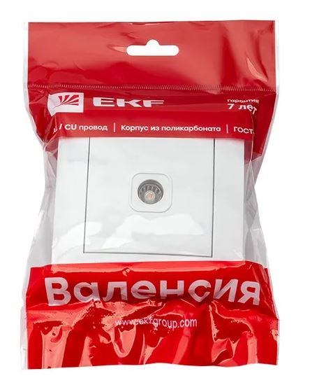 Валенсия Розетка телевизионная 1-местная проходная 14дБ-240МГц белая (EWA00-127-10)