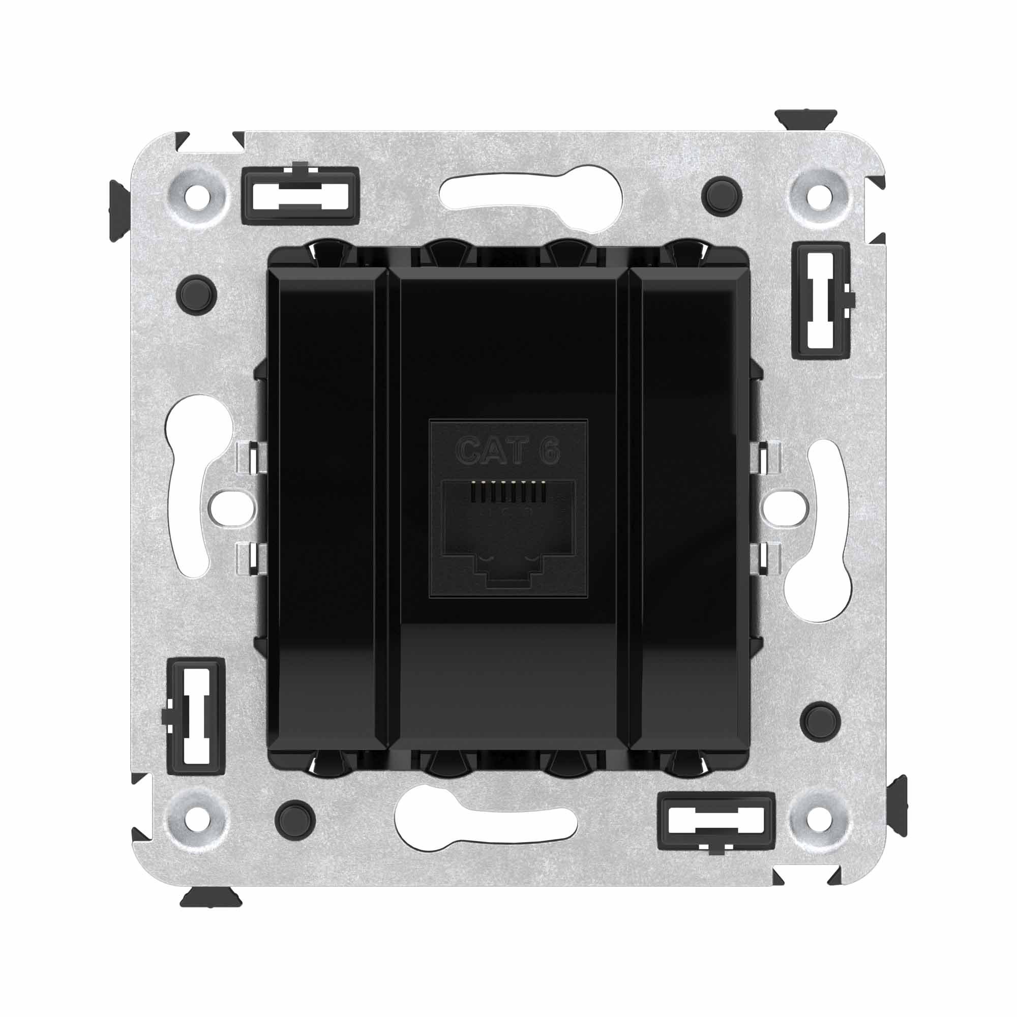 Розетка RJ-45 в стену, кат.6E, Avanti, одинарная, черный квадрат (4402693)