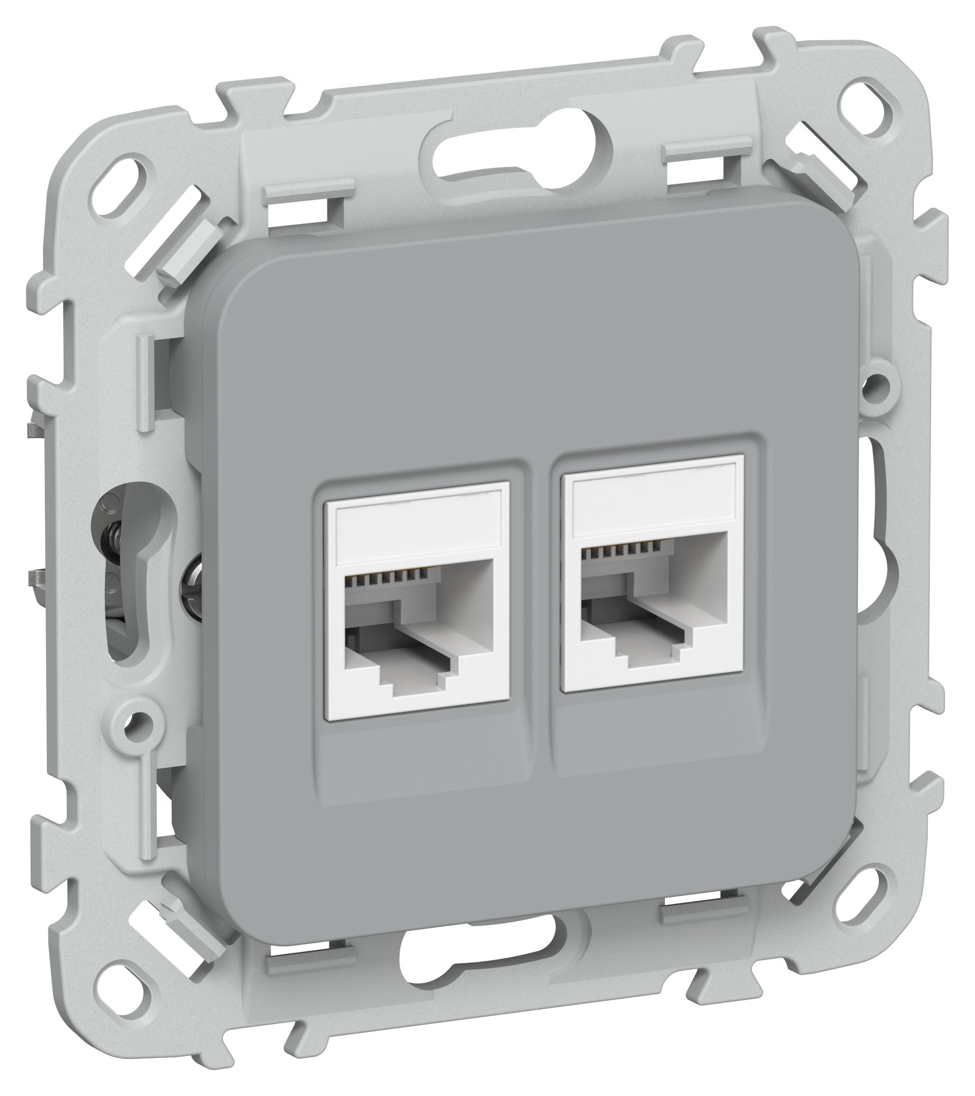 FLITE Розетка 2-местная компьютерная RJ45 кат 5Е UTP РК5е-2-0-ФлС скрытой установки серый (FI-K22-1-K03)