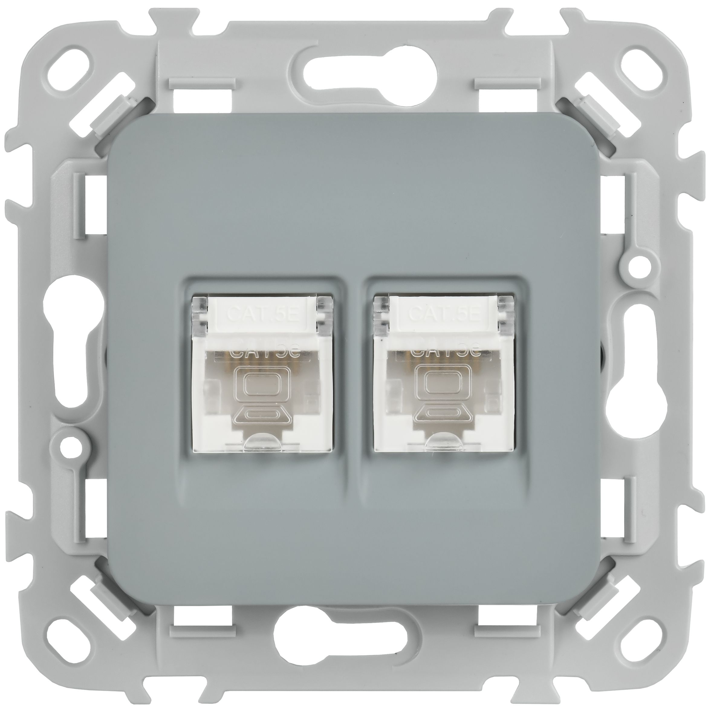 FLITE Розетка 2-местная компьютерная RJ45 кат 5Е UTP РК5е-2-0-ФлС скрытой установки серый (FI-K22-1-K03)
