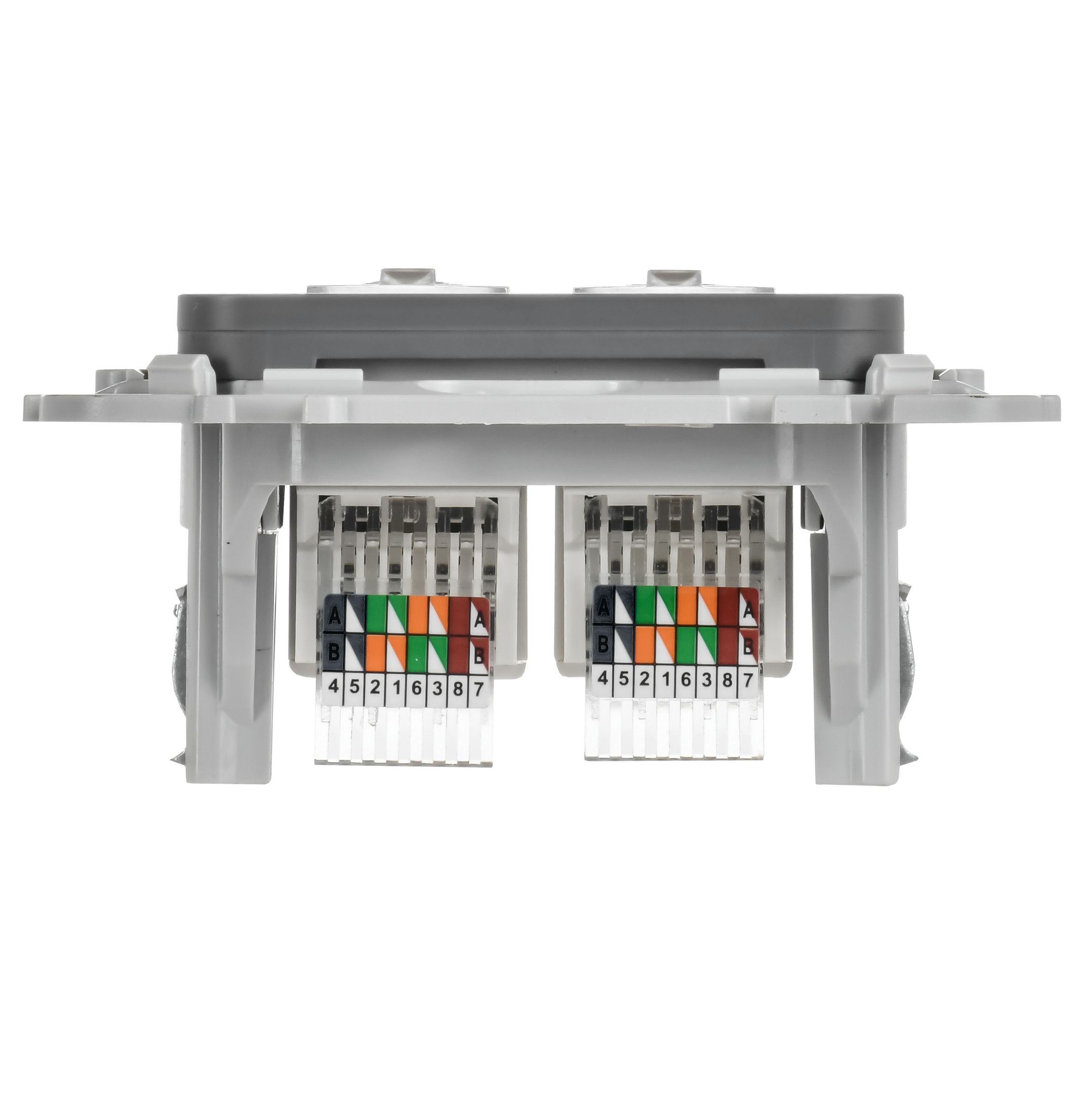 FLITE Розетка 2-местная компьютерная RJ45 кат 5Е UTP РК5е-2-0-ФлМА скрытой установки мокрый асфальт (FI-K22-1-K80)