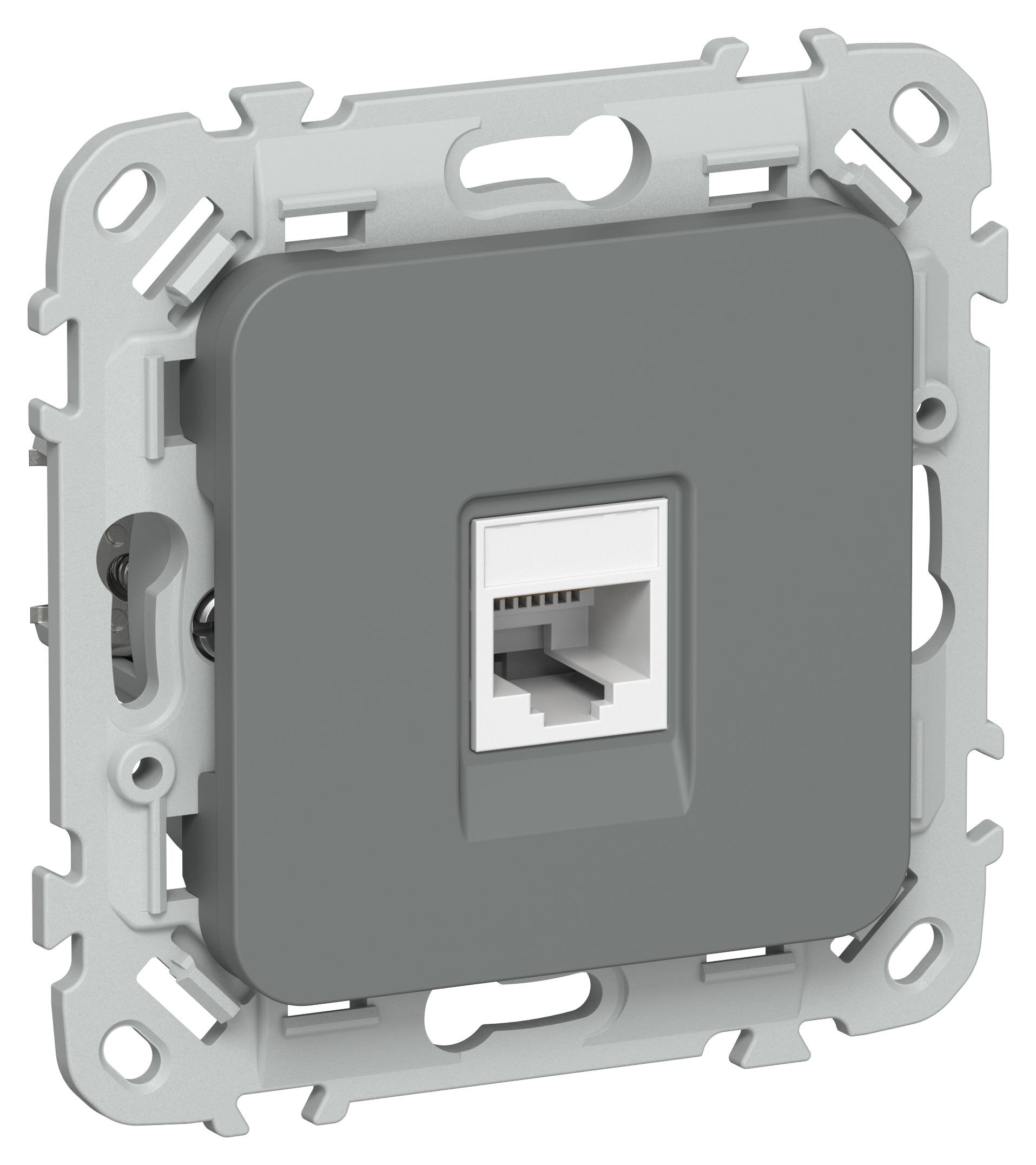FLITE Розетка компьютерная RJ45 кат 5Е UTP РК5е-1-0-ФлМА скрытой установки мокрый асфальт (FI-K12-1-K80)