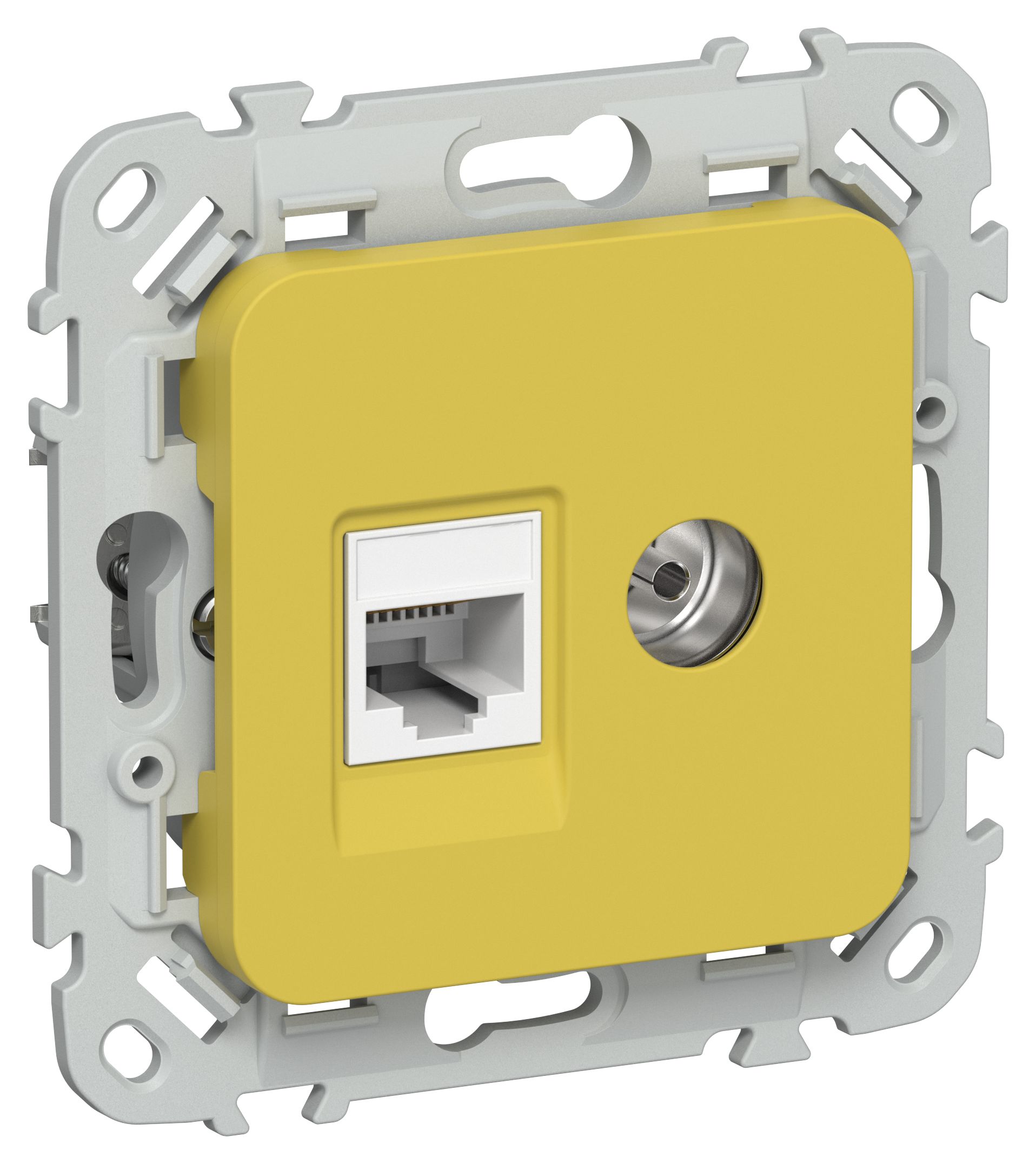 FLITE Розетка 2-местная RJ45/TV кат 5Е UTP РКТВ5е-2-0-ФлЖК скрытой установки желтый карри (FI-AK22-1-K44)