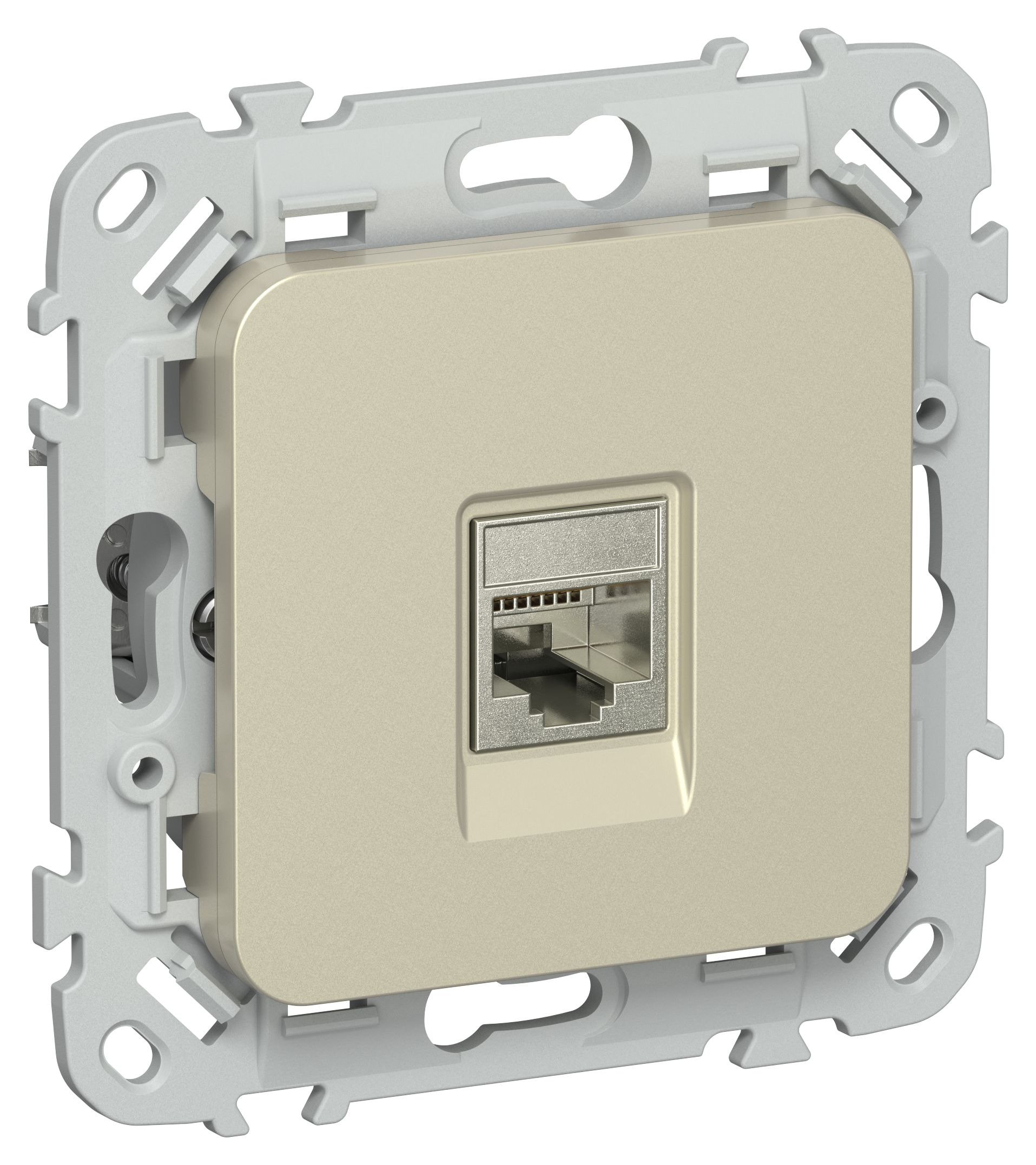 FLITE Розетка компьютерная RJ45 кат 5Е STP РК5е-1-1-ФлШ скрытой установки шампань (FI-K11-1-K37)