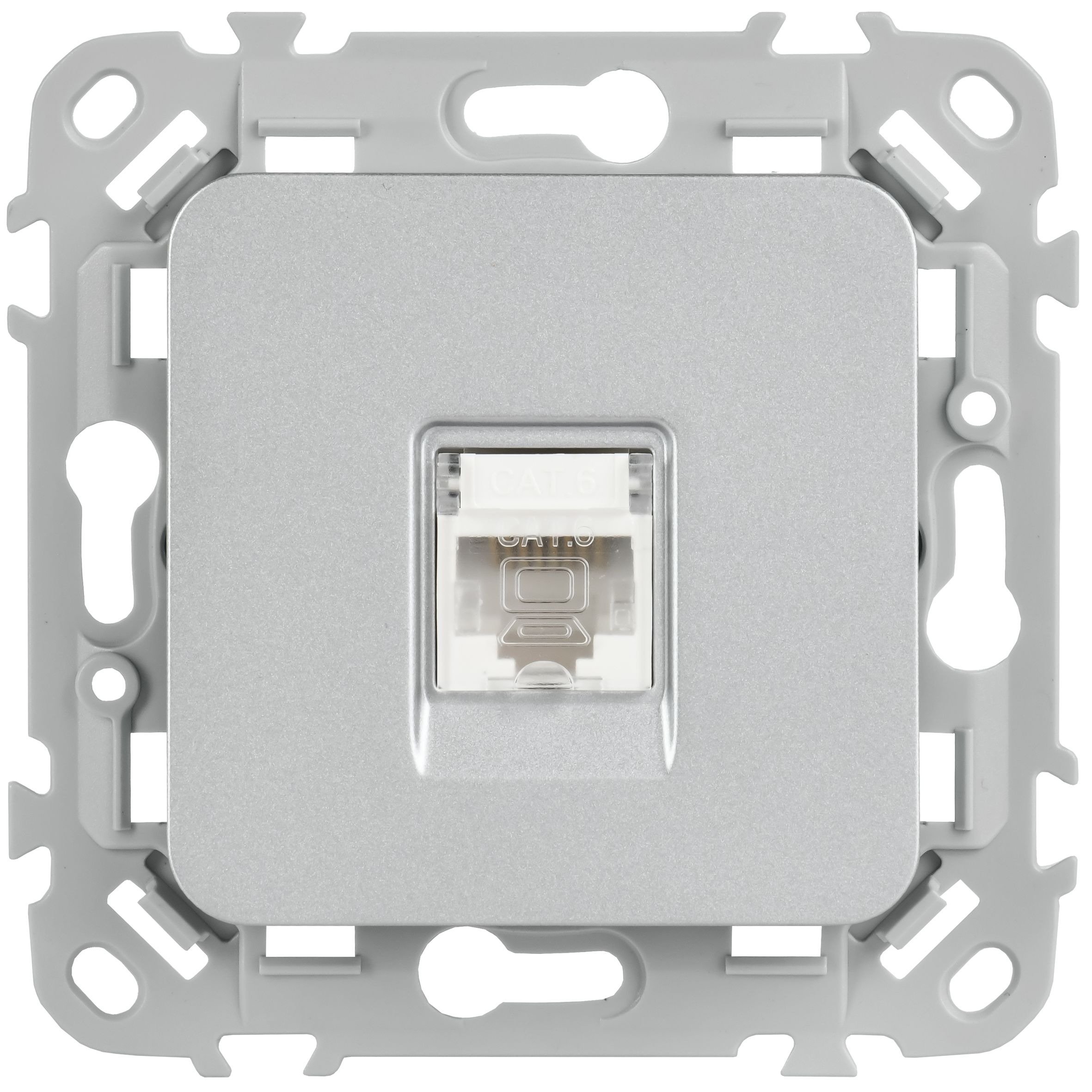 FLITE Розетка компьютерная RJ45 кат 6 UTP РК6-1-0-ФлА скрытой установки алюминий (FI-K12-2-K47)
