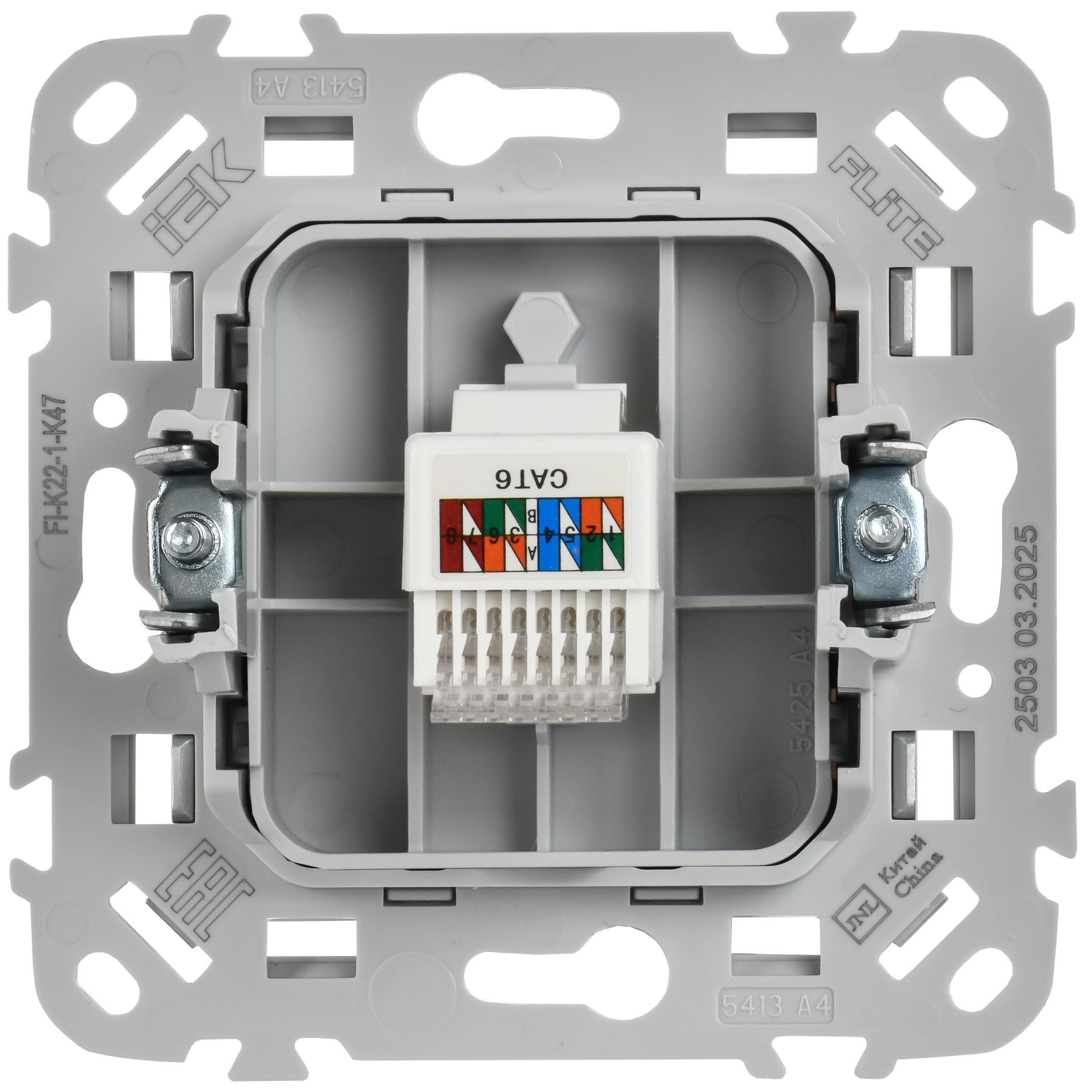 FLITE Розетка компьютерная RJ45 кат 6 UTP РК6-1-0-ФлА скрытой установки алюминий (FI-K12-2-K47)