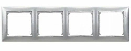 Valena рамка 4 поста, алюминий/серебряный штрих (770354)