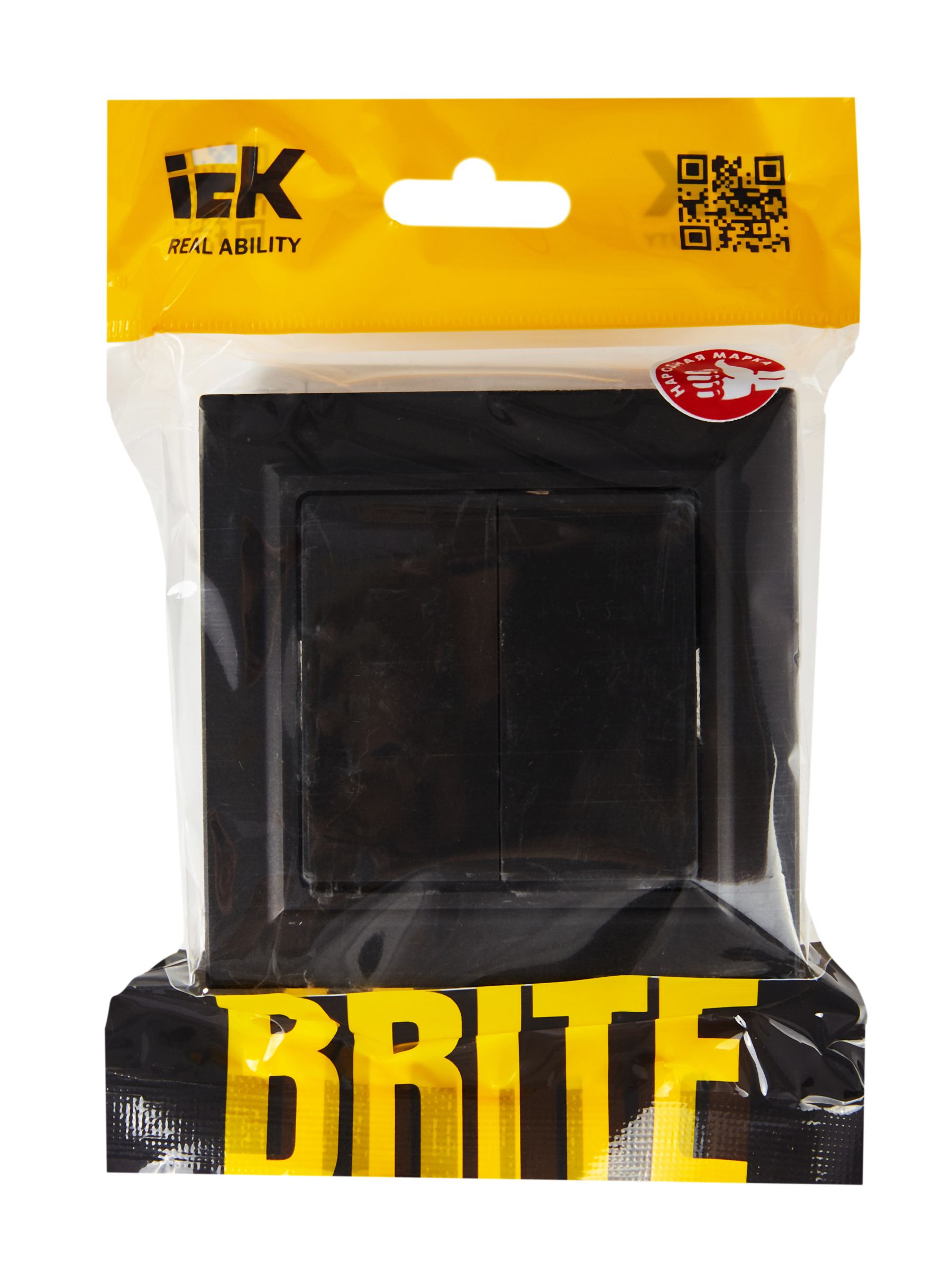 Выключатель 2-клавишный в сборе ВСР10-2-0-БрЧ черный BRITE (BR-V20-0-10-K02-F)