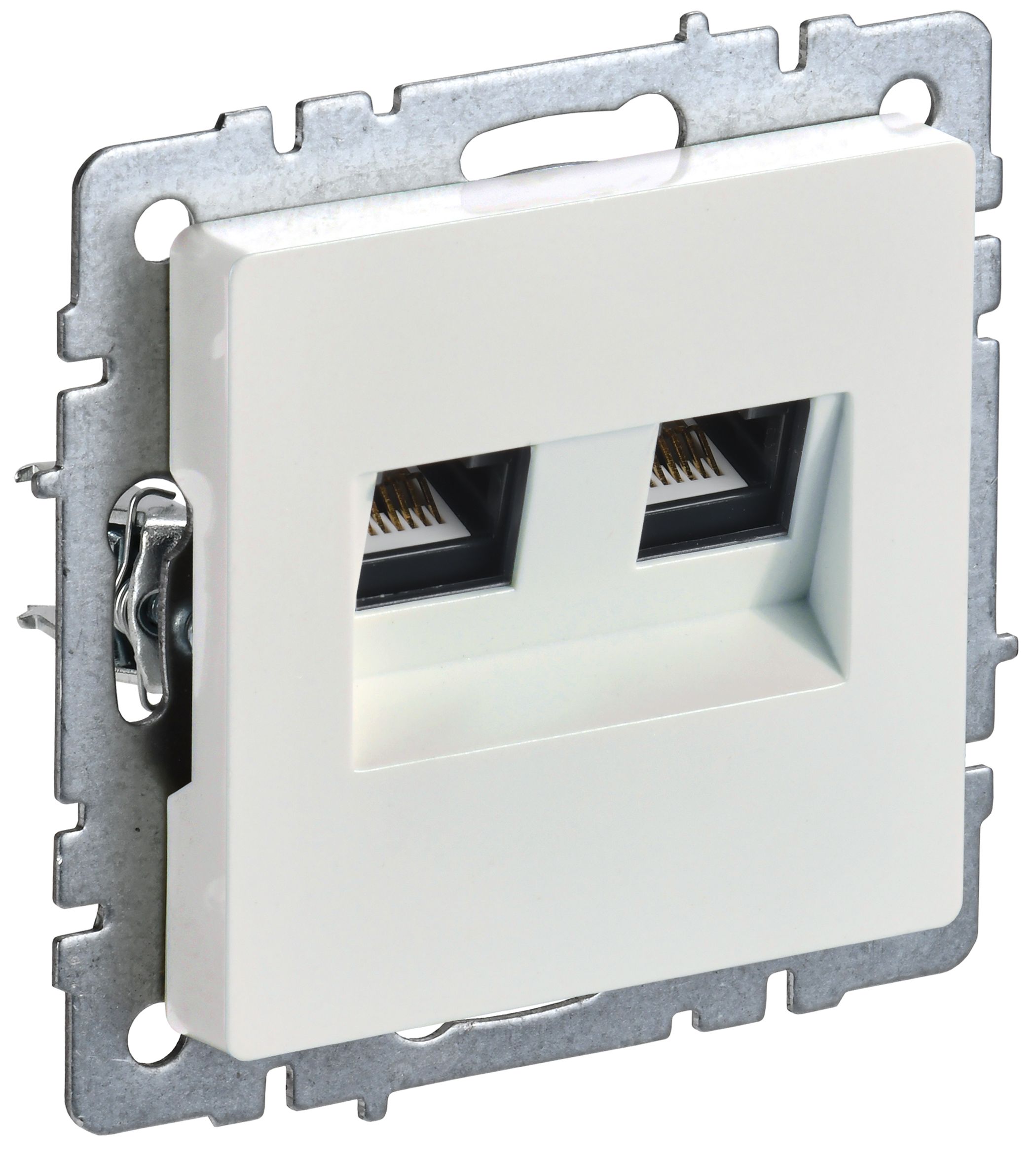Розетка компьютерная двойная BRITE кат.5E RJ45 РК10-2-БрЖ скрытой установки жемчуг (BR-K20-1-K36)