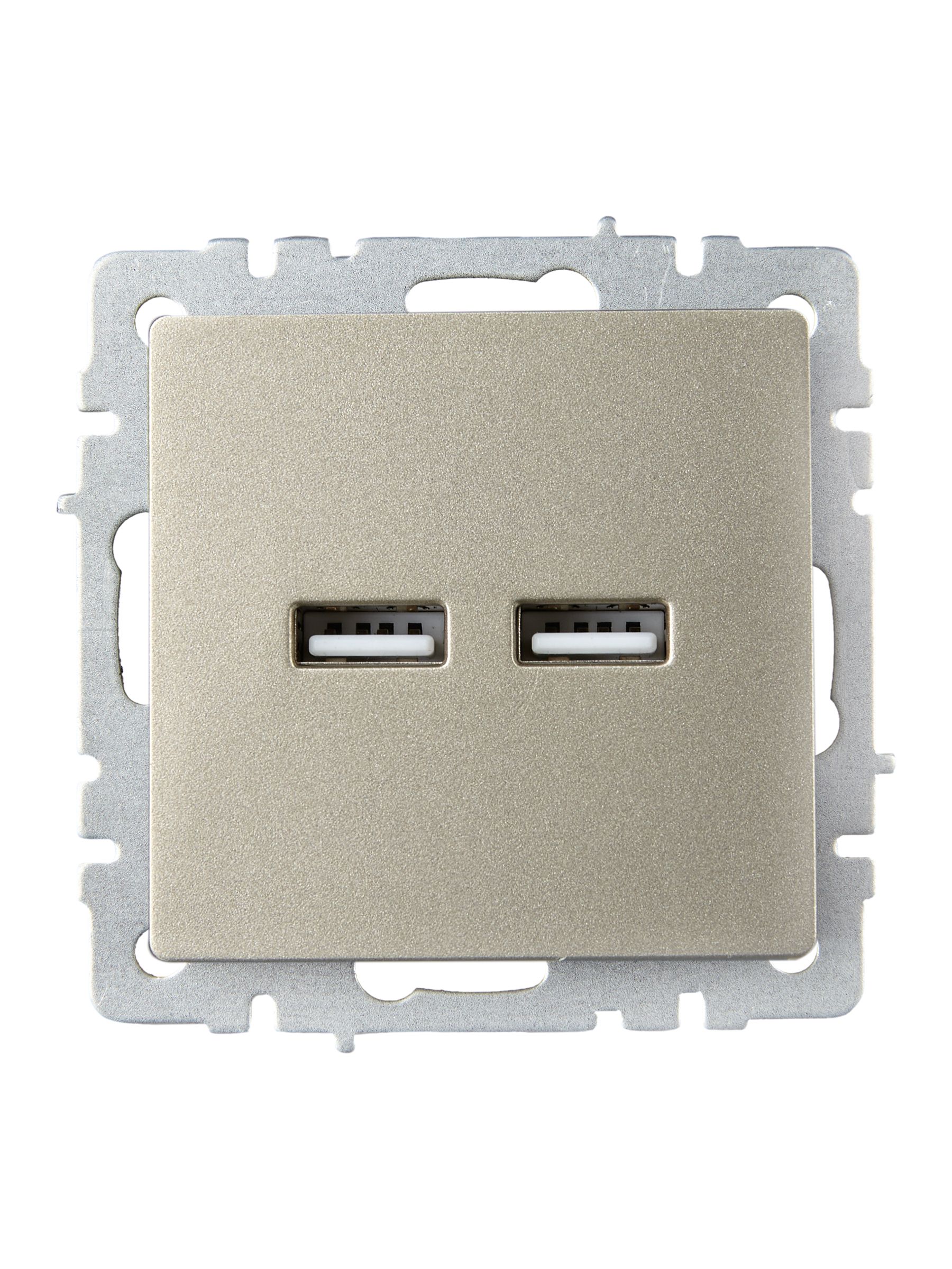Розетка USB BRITE A+A 5В 3,1А РЮ10-1-БрШ скрытой установки шампань (BR-U21-D31-K37)