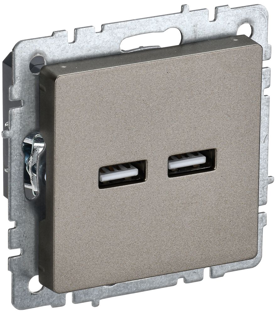 Розетка USB BRITE A+A 5В 3,1А РЮ10-1-БрШ скрытой установки шампань (BR-U21-D31-K37)