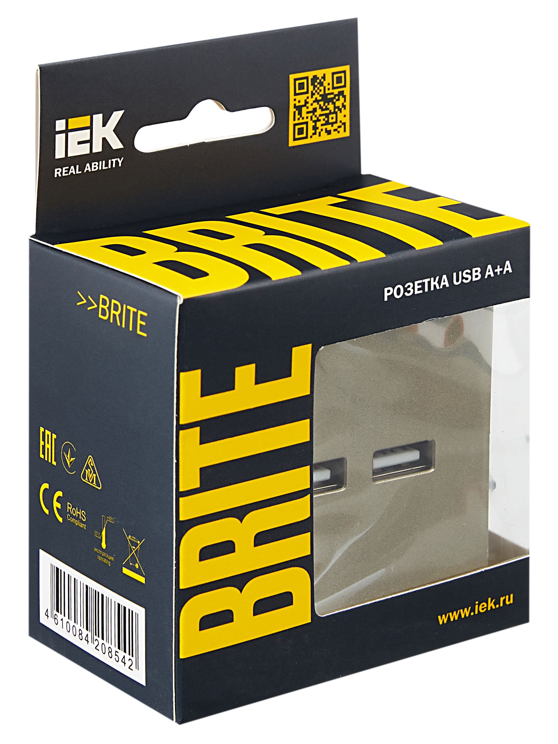 Розетка USB BRITE A+A 5В 3,1А РЮ10-1-БрШ скрытой установки шампань (BR-U21-D31-K37)