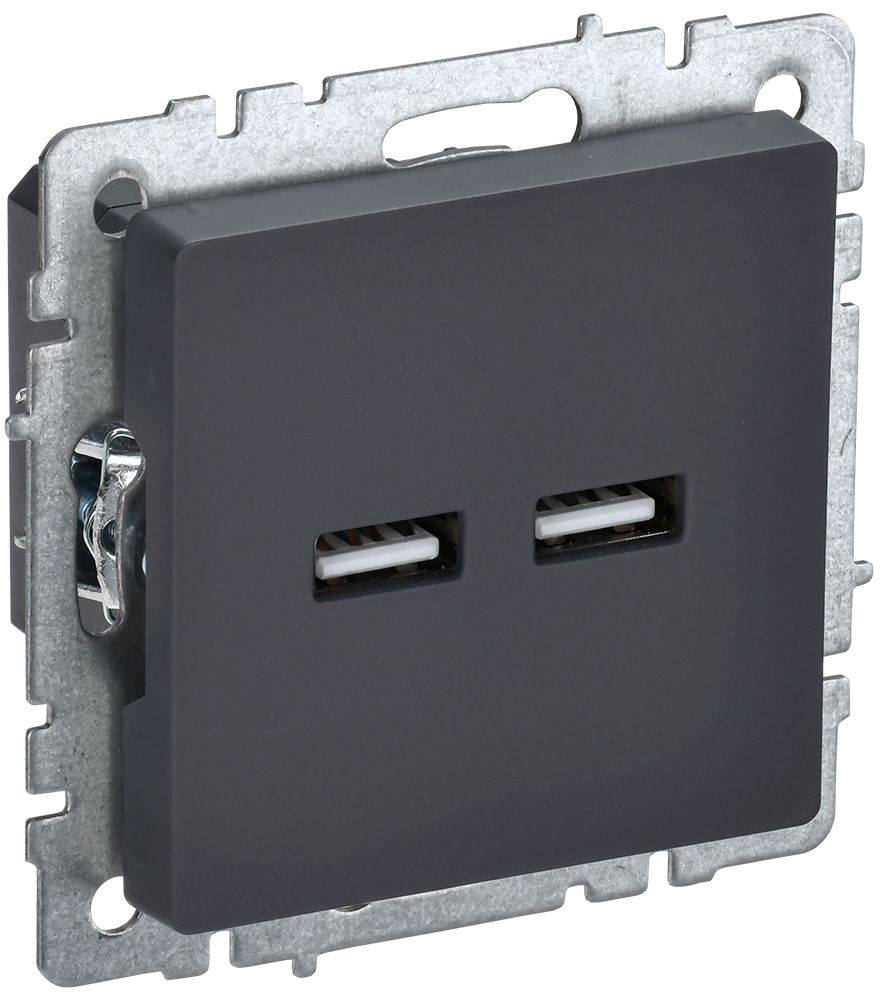 Розетка USB BRITE A+A 5В 3,1А РЮ10-1-БрГ скрытой установки графит (BR-U21-D31-K53)