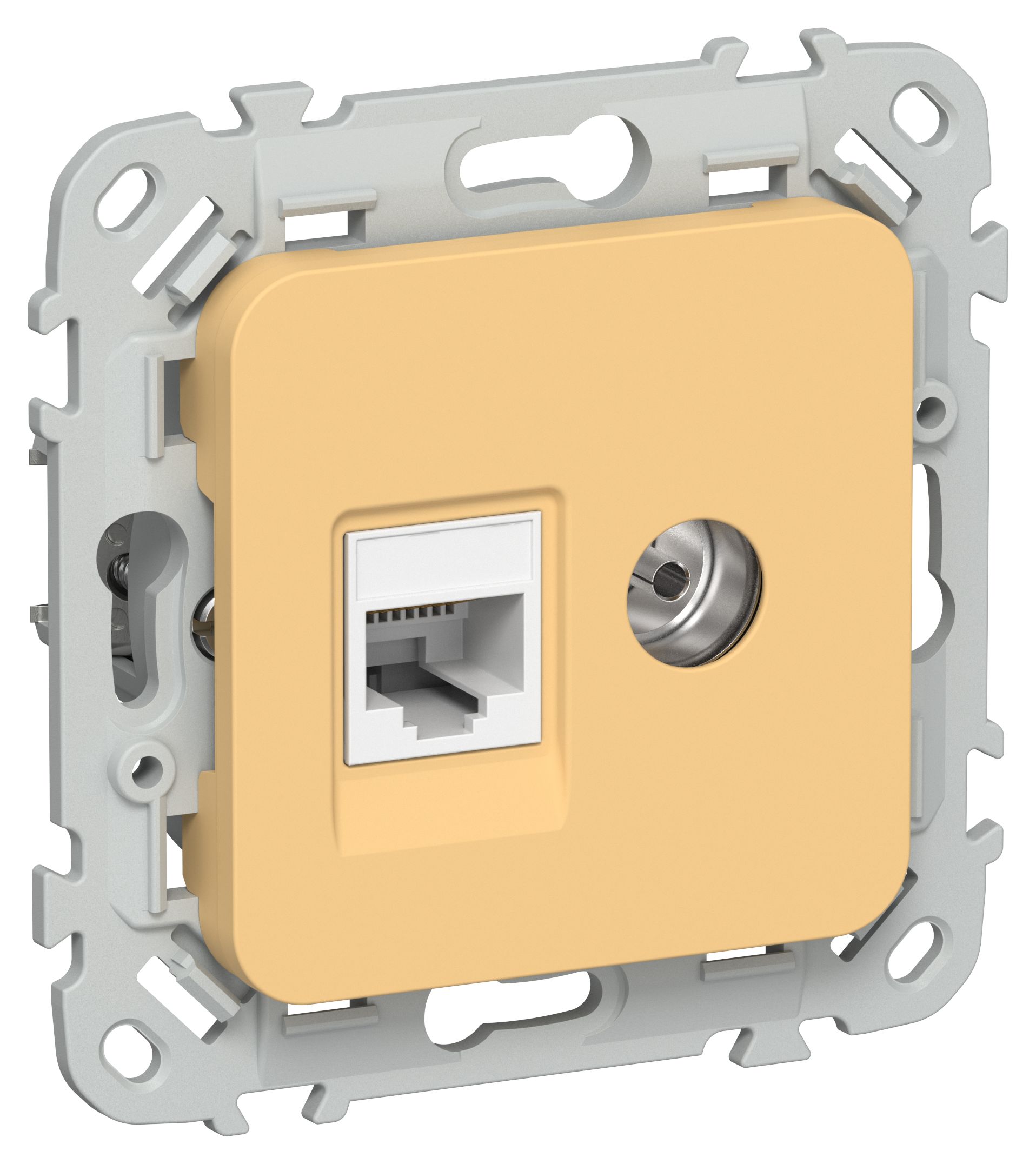 FLITE Розетка 2-местная RJ45/TV кат 5Е UTP РКТВ5е-2-0-ФлЗ золотарник(FI-AK22-1-K90)