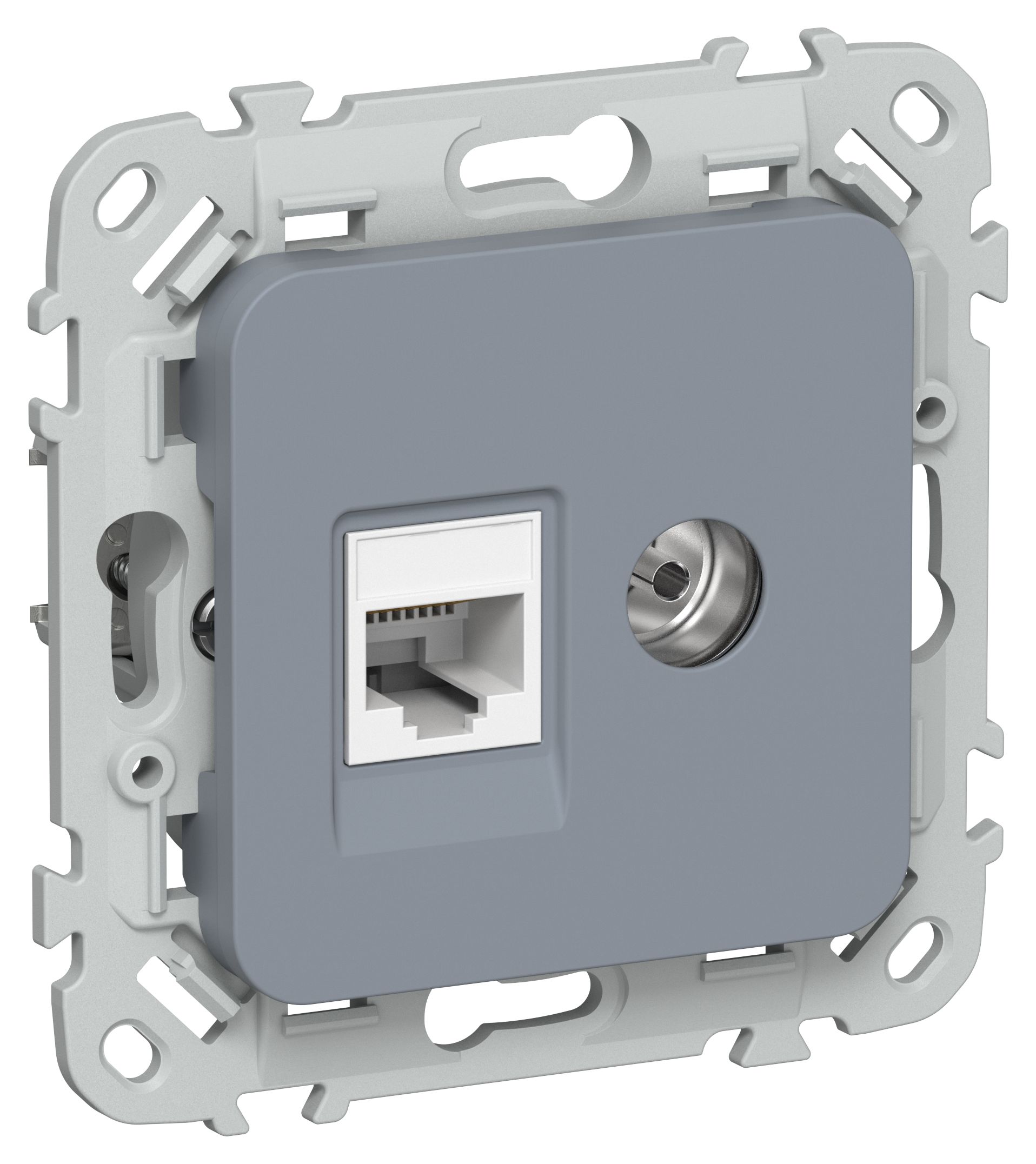 FLITE Розетка 2-местная RJ45/TV кат 5Е UTP РКТВ5е-2-0-ФлМ скрытой установки маренго (FI-AK22-1-K35)