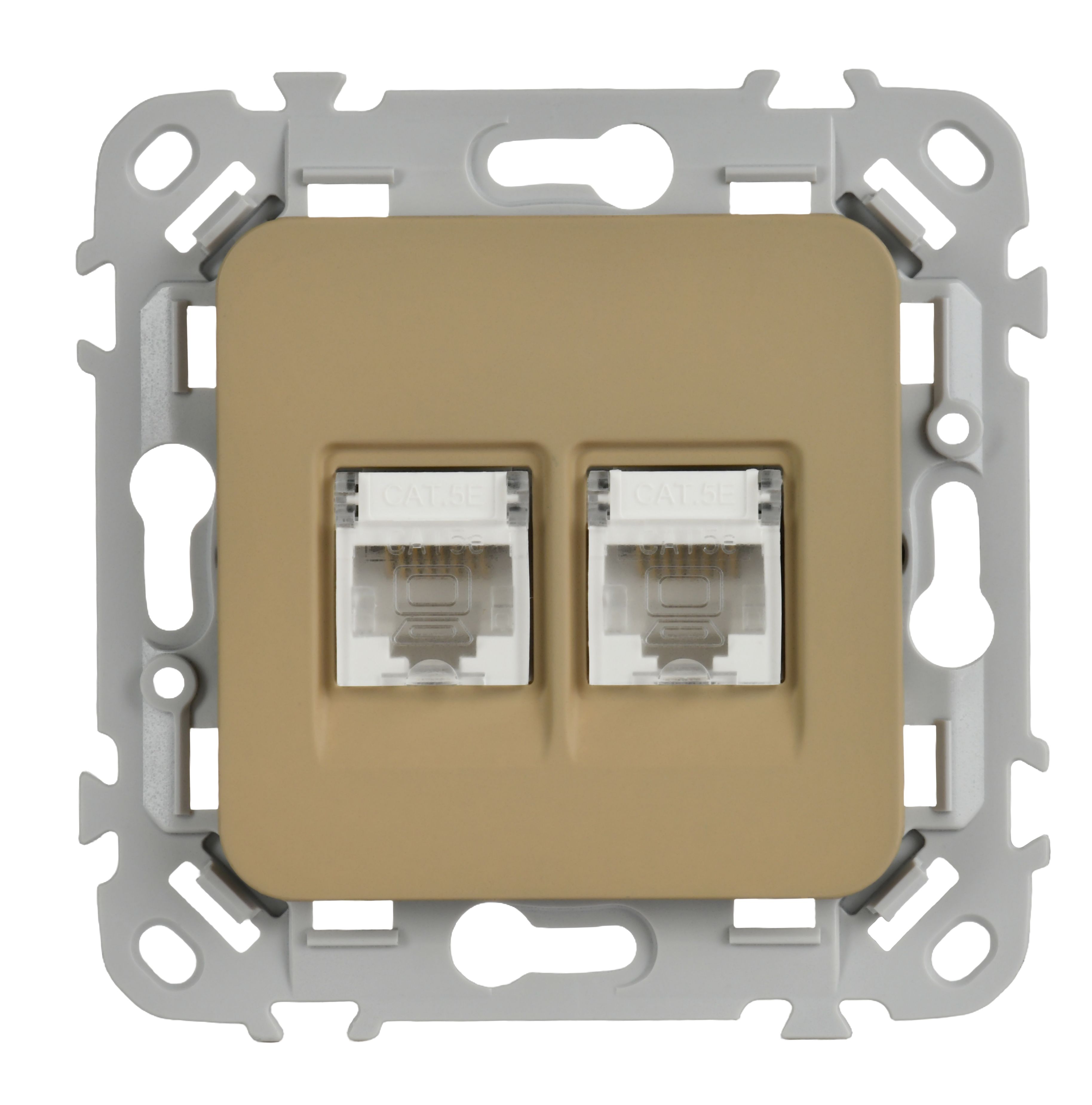 FLITE Розетка 2-местная компьютерная RJ45 кат 5Е UTP РК5е-2-0-ФлХ скрытой установки хаки (FI-K22-1-K59)