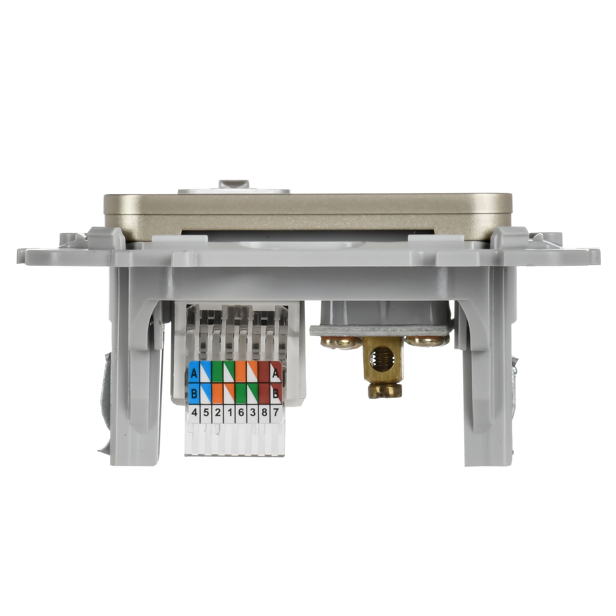 FLITE Розетка 2-местная RJ45/TV кат 5Е UTP РКТВ5е-2-0-ФлШ скрытой установки шампань (FI-AK22-1-K37)
