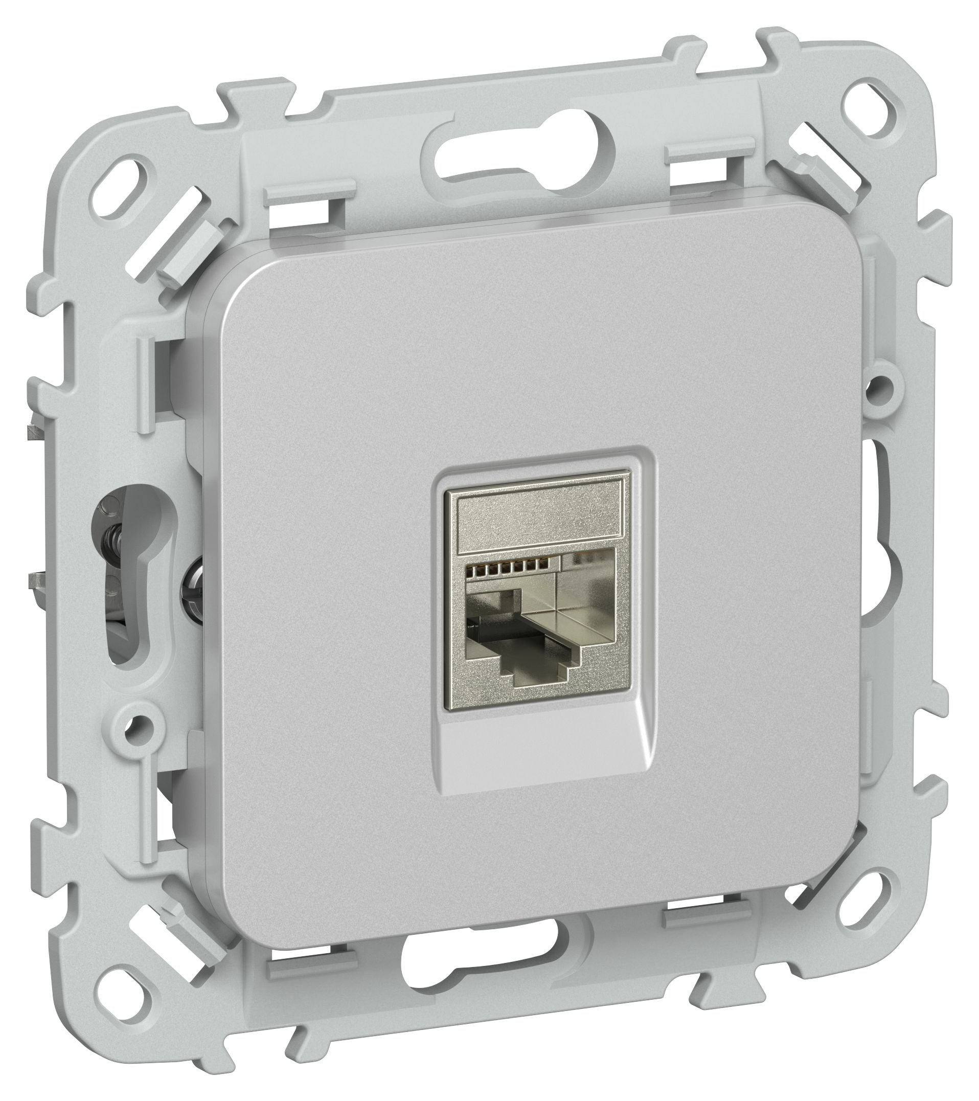 FLITE Розетка компьютерная RJ45 кат 6 STP РК6-1-1-ФлА скрытой установки алюминий (FI-K11-2-K47)