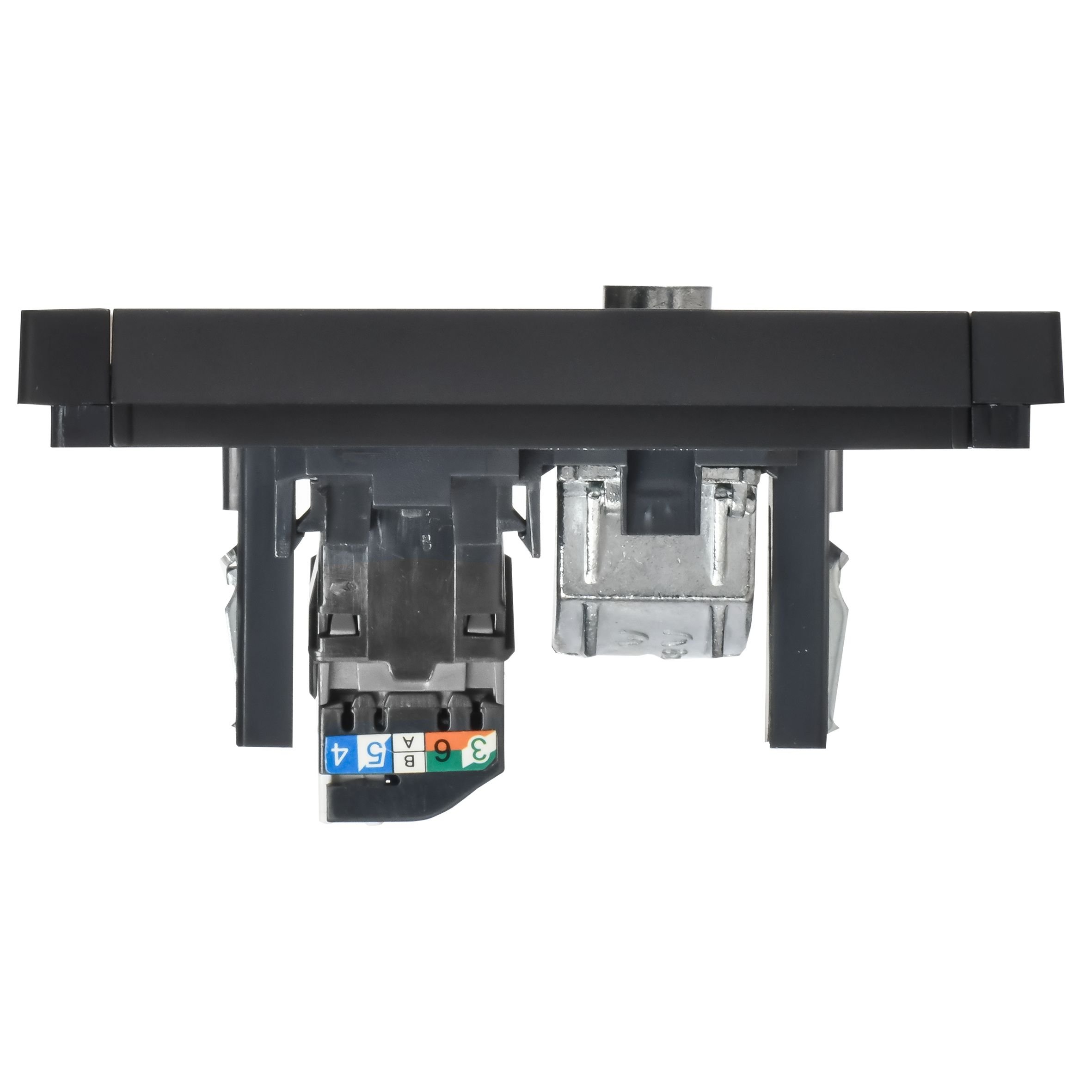 FORTE&PIANO Розетка двойная TV+RJ45 кат.5E FP136 скрытой установки черный (FP-AK20-1-K02)
