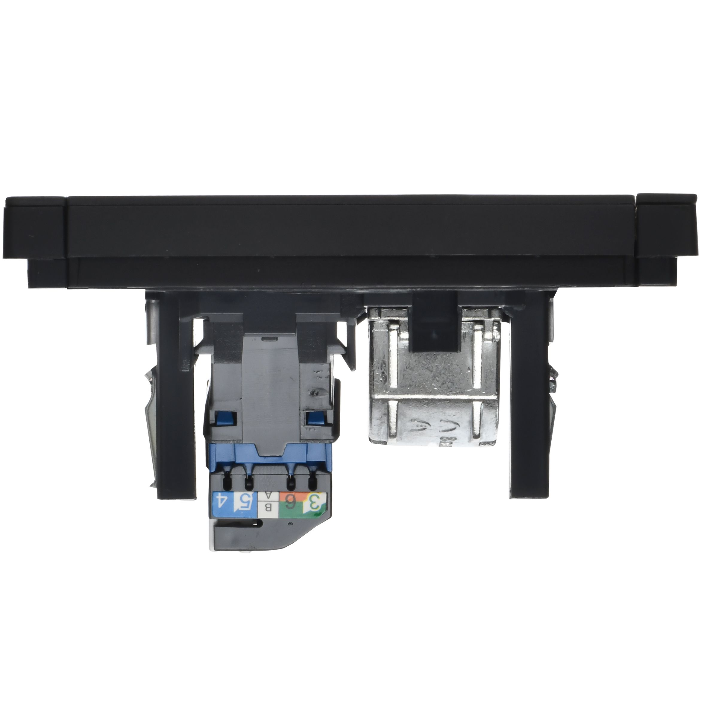 FORTE&PIANO Розетка компьютерная двойная RJ45 кат.6 FP134M скрытой установки металл черный (FP-K20-2-M-K02)