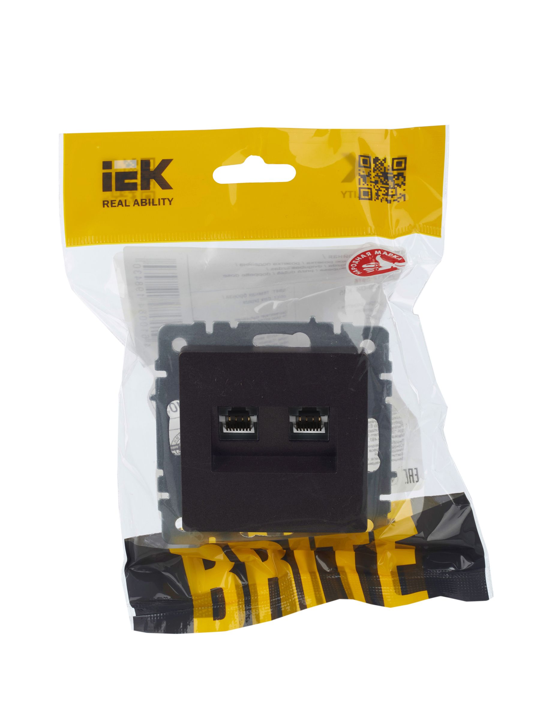 Розетка двойная RJ11+RJ45 BRITE кат.5E РК/Т12-БрТБ темная бронза (BR-KT20-O-1-K45)
