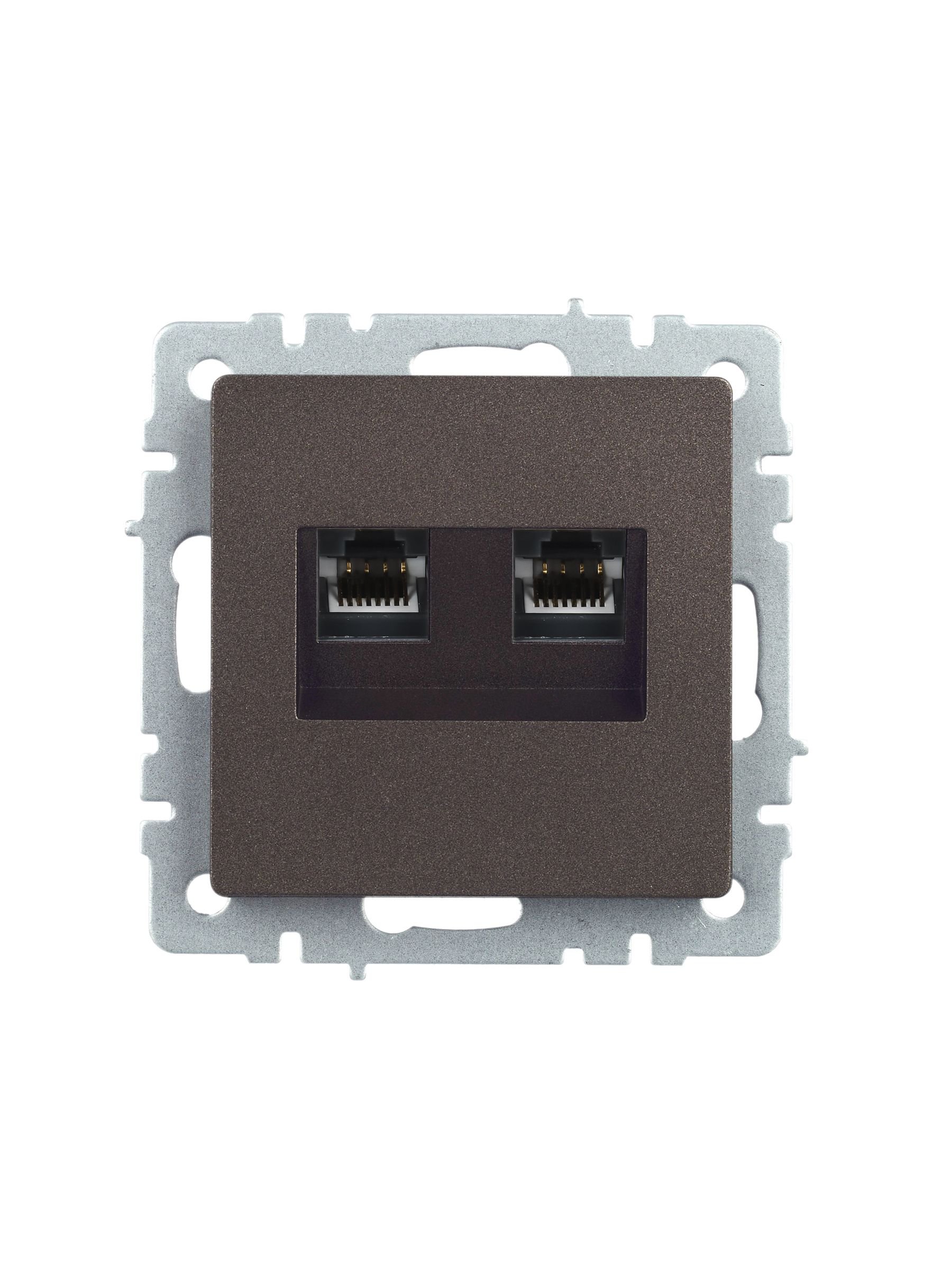 Розетка двойная RJ11+RJ45 BRITE кат.5E РК/Т12-БрТБ темная бронза (BR-KT20-O-1-K45)
