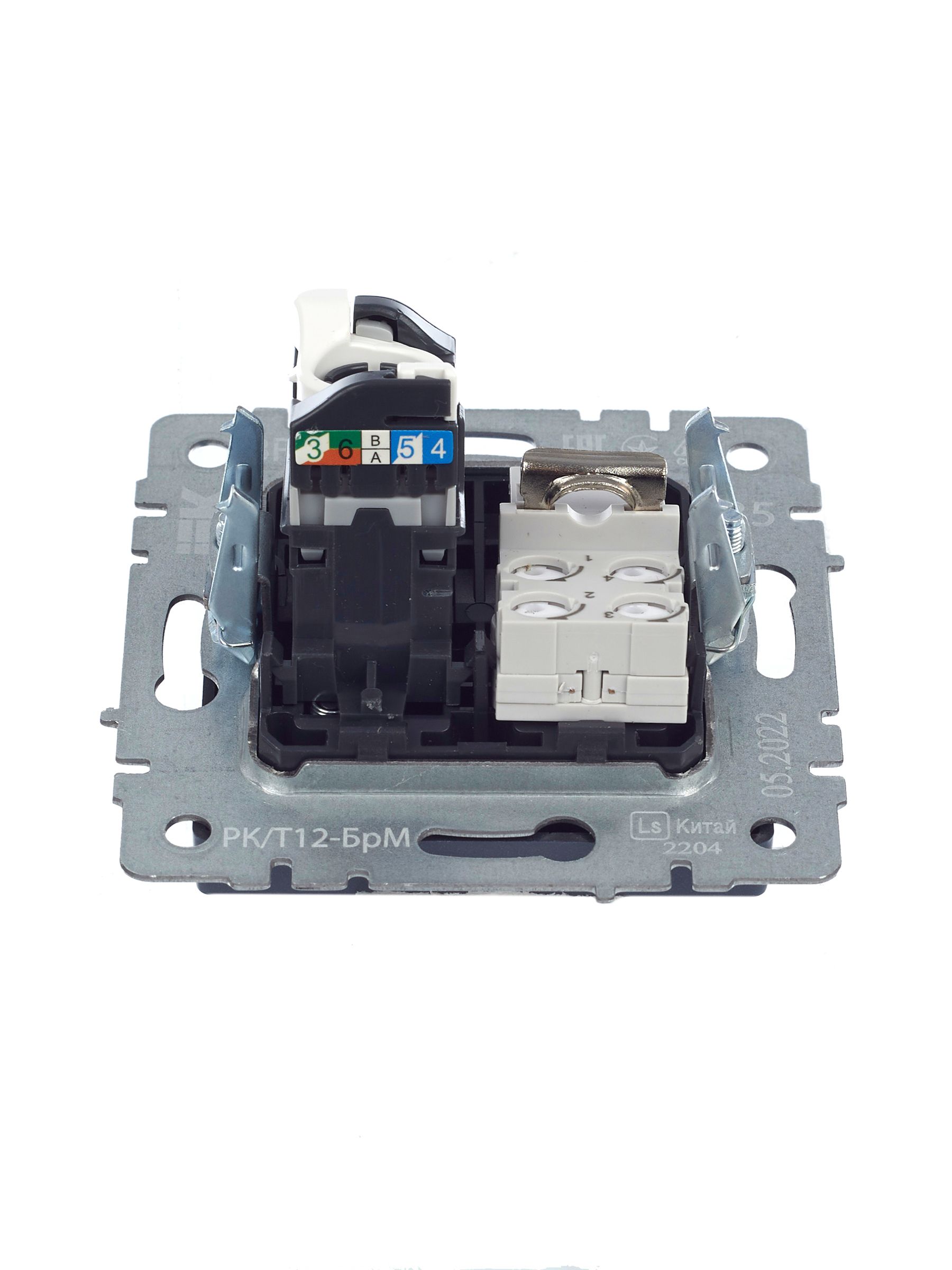 Розетка двойная RJ11+RJ45 BRITE кат.5E РК/Т12-БрМ скрытой установки маренго (BR-KT20-O-1-K35)