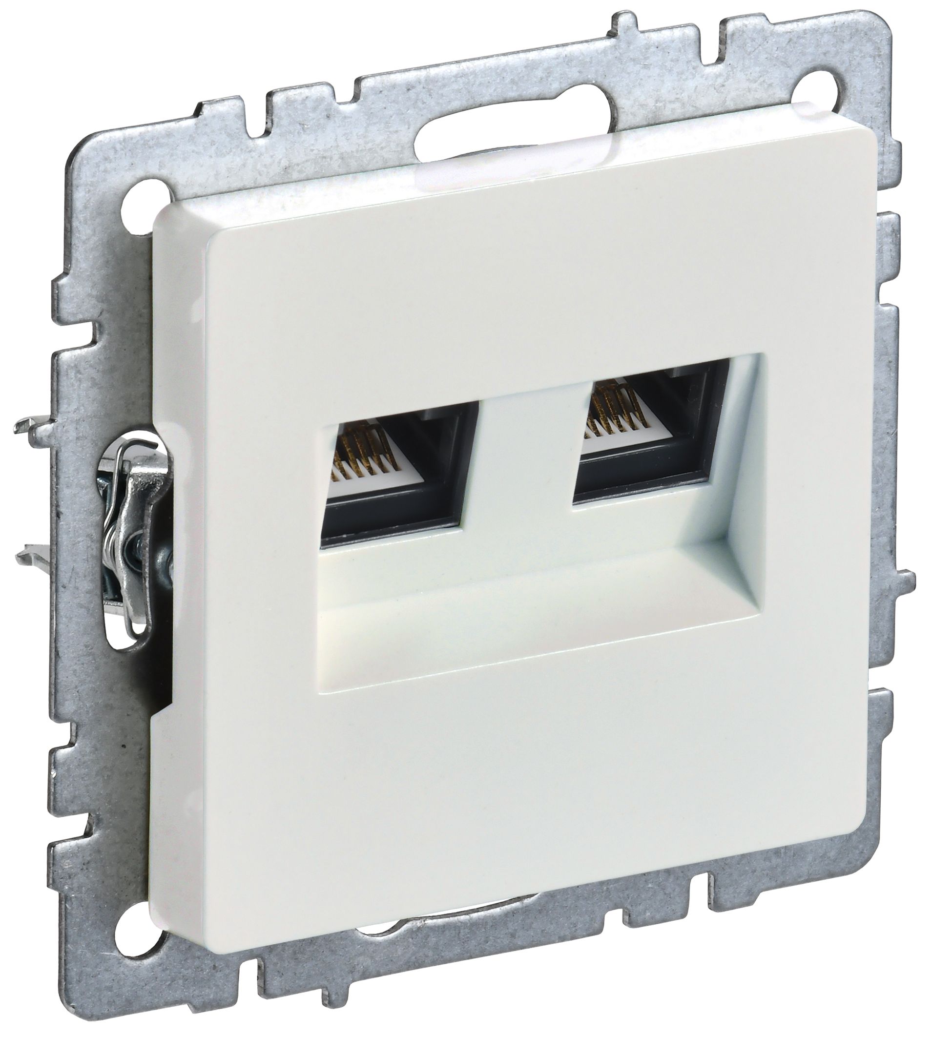 Розетка двойная RJ11+RJ45 BRITE кат.5E РК/Т12-БрЖ скрытой установки жемчуг (BR-KT20-O-1-K36)