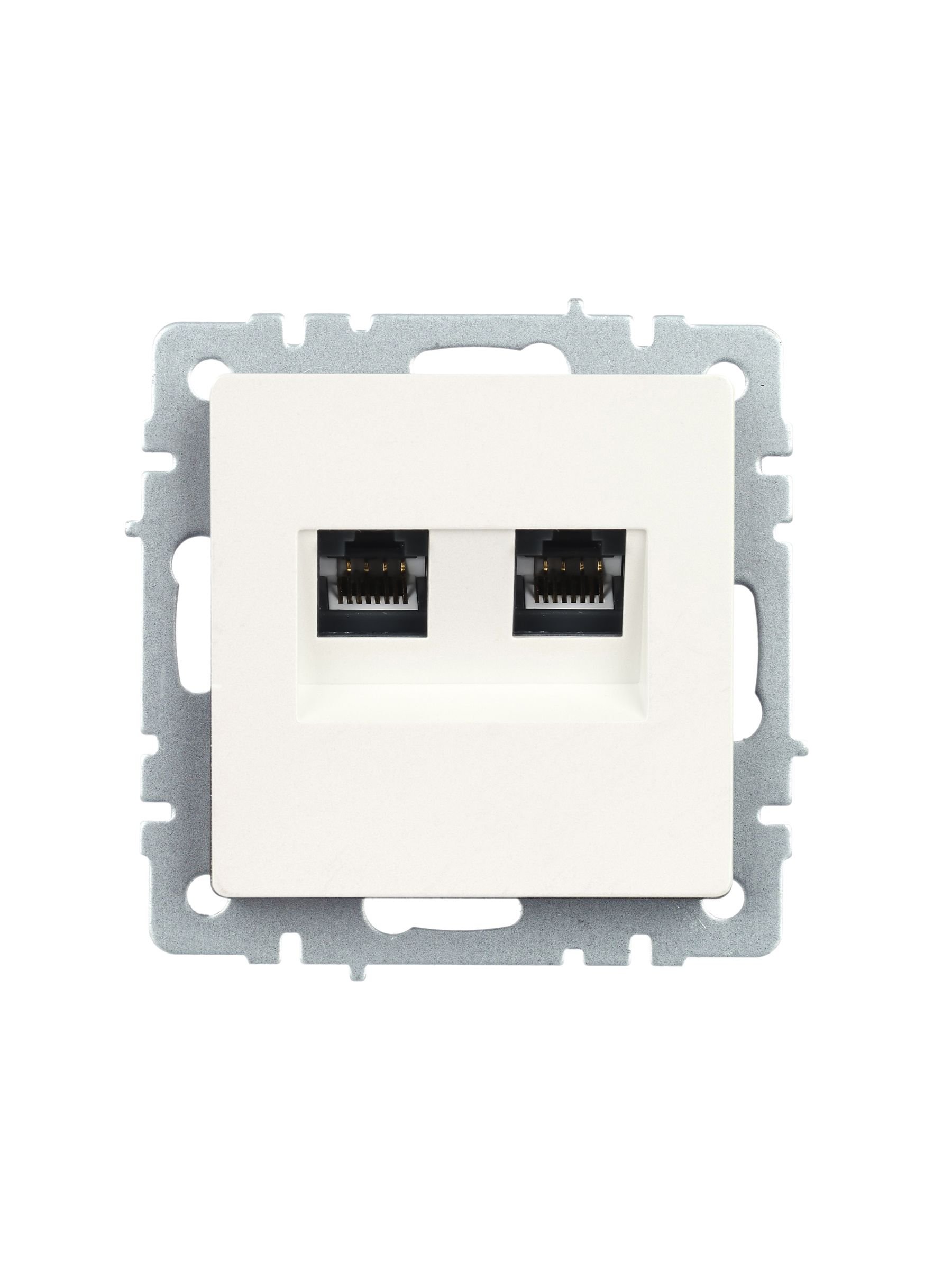 Розетка двойная RJ11+RJ45 BRITE кат.5E РК/Т12-БрЖ скрытой установки жемчуг (BR-KT20-O-1-K36)