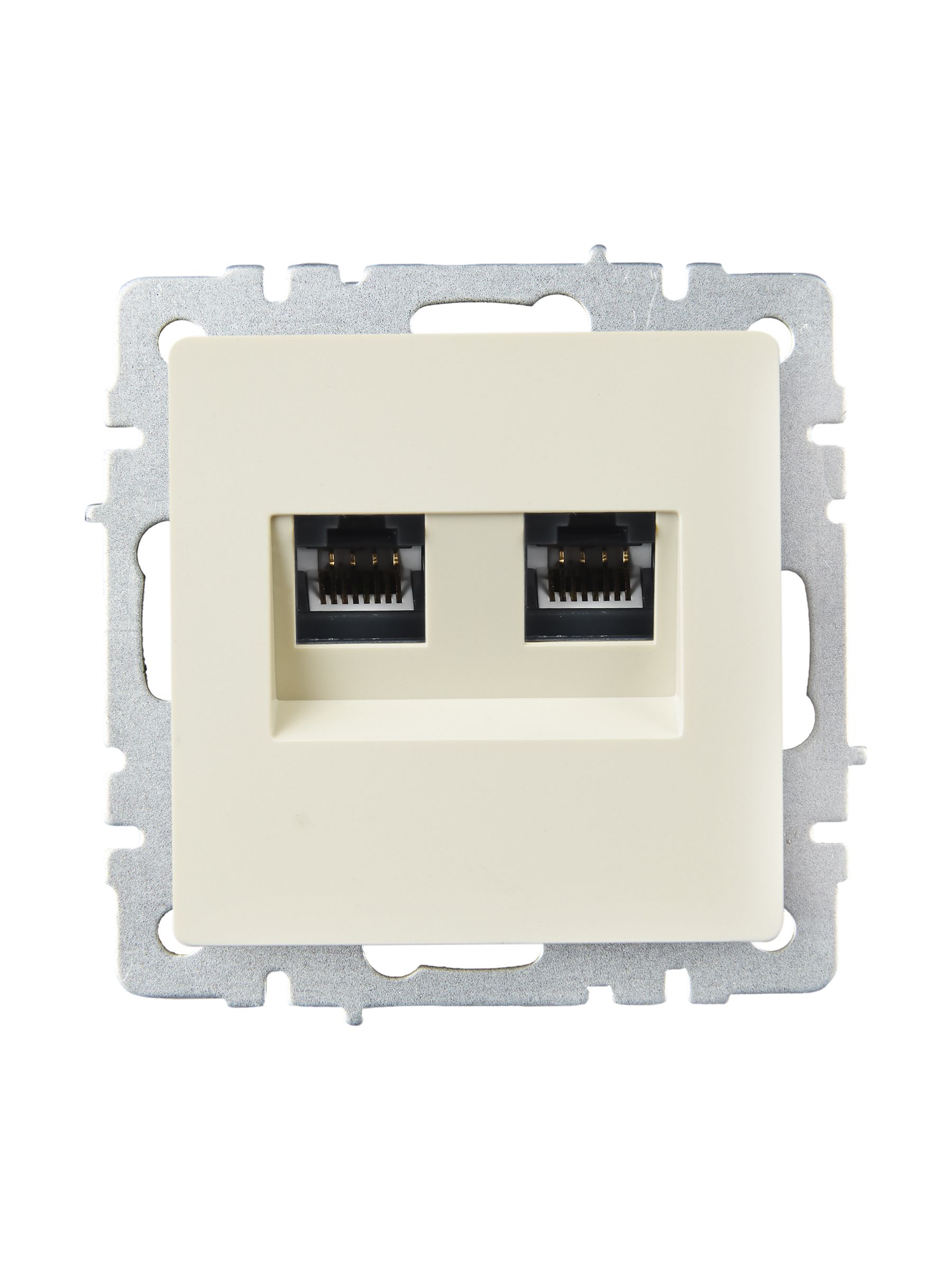 Розетка компьютерная двойная RJ45 BRITE кат.6 РК11-2-БрКр скрытой установки бежевый (BR-K20-2-K10)