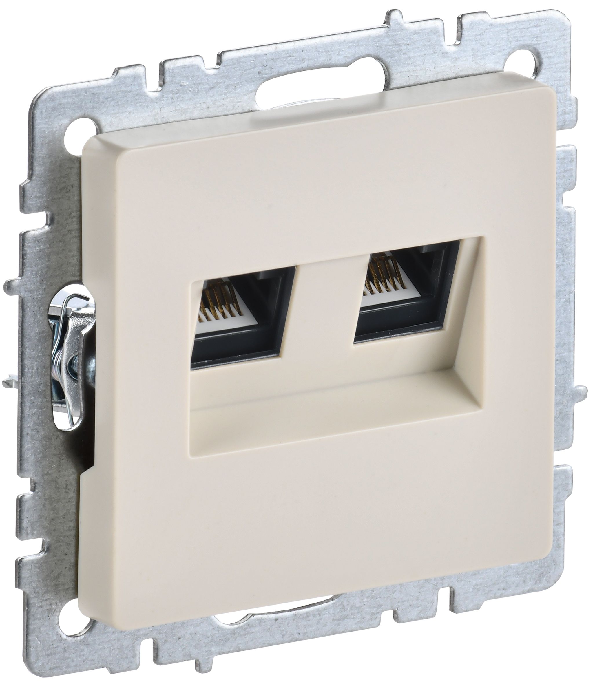 Розетка компьютерная двойная RJ45 BRITE кат.6 РК11-2-БрКр скрытой установки бежевый (BR-K20-2-K10)